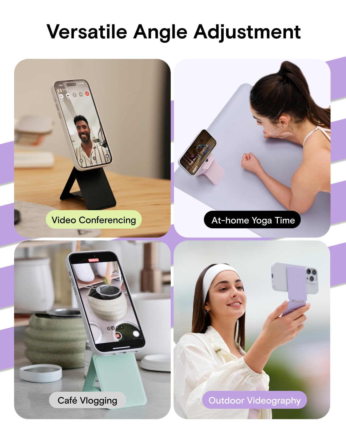 Moft Phone Tripod Stand Selfie Stick For Iphone, Multi-Angles Iphone Stand, Lightweight & Portable Phone Holder, Strong Magnets,