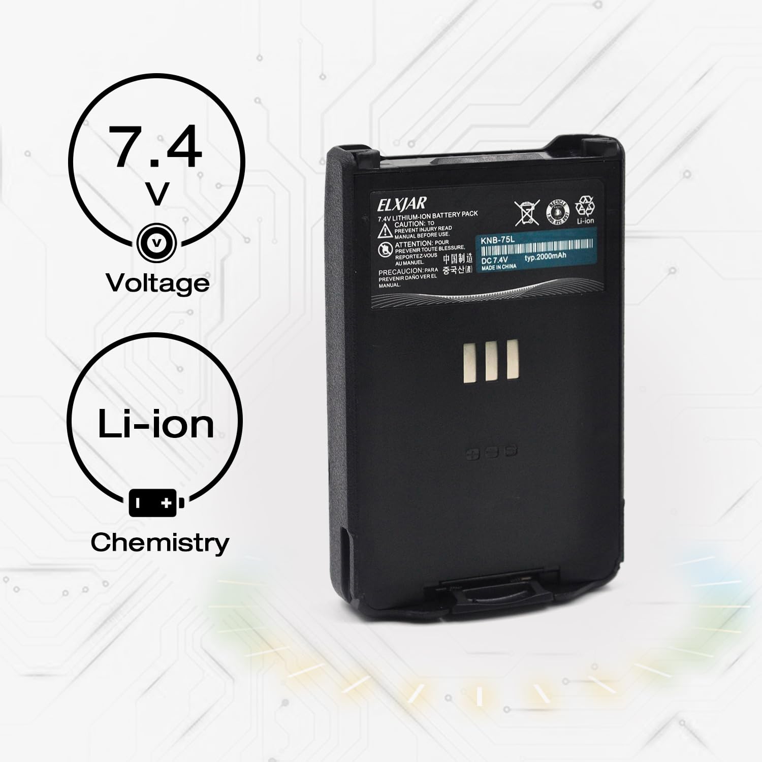 Rowshep (2 Pack) 7.4V 2000Mah Li Ion Rechargeble Battery Knb 74 Knb 75L Replacement For Kenwood Th D74A, Th D74, Th D74E Etc.