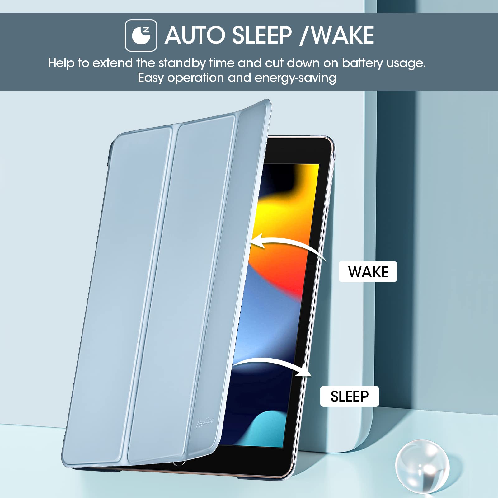 Procase For Ipad 9Th Generation 2021/ Ipad 8Th Generation 2020/ Ipad 7Th Generation 2019 Case, 10.2 Ipad Case Ipad Cover 9Th Generation  Skyblue