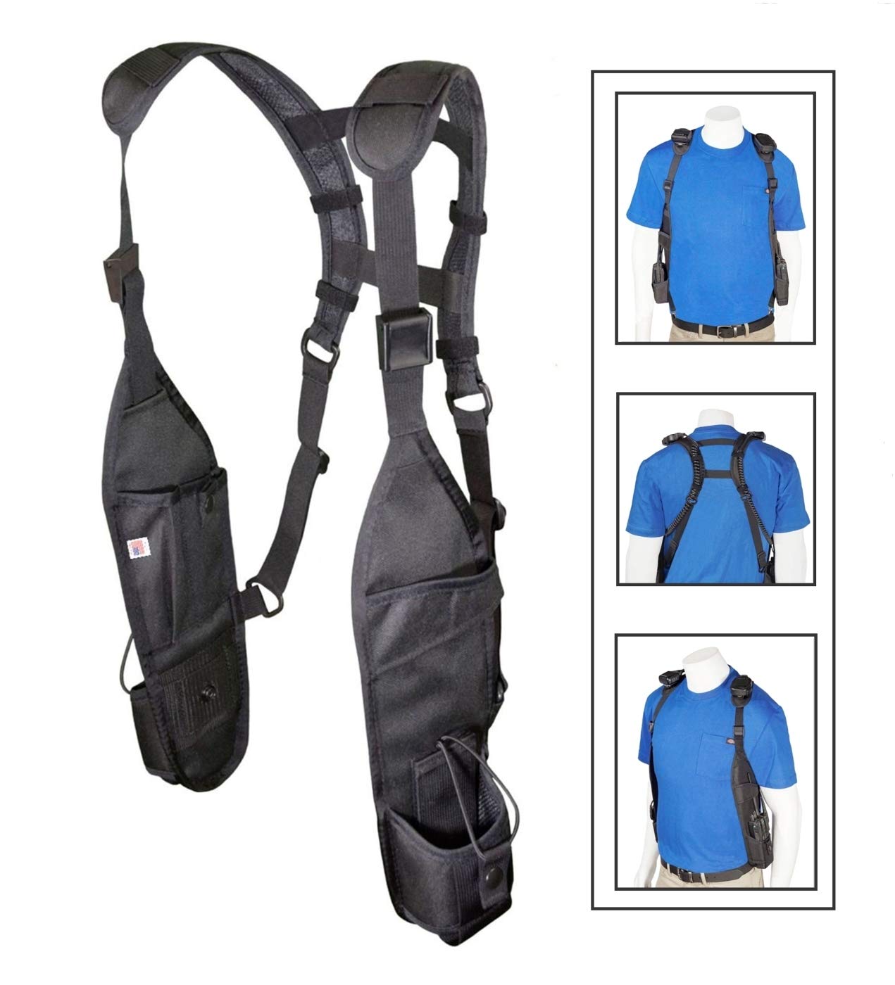 Ush 300D Double Radio Shoulder Holster Chest Harness With An Adjustable Radio Pouch Fits All Medium To Large Motorola Icom Verte