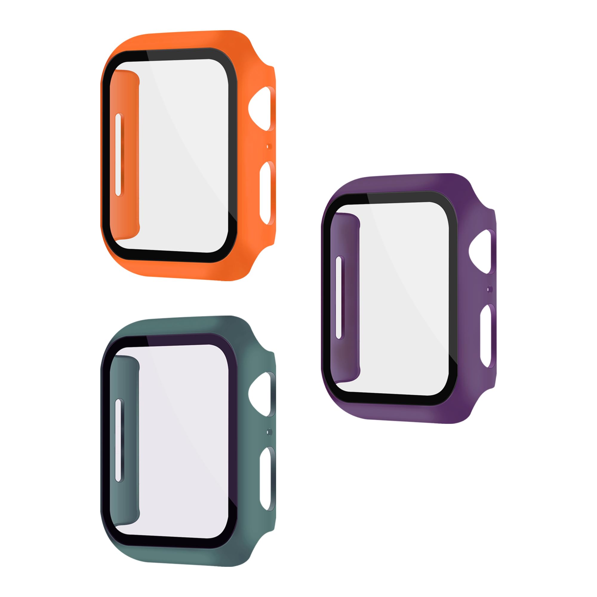 XFEN 3-Pack Case with Screen Protector for Apple Watch 41mm Series 9/8/7 - Pine/Orange/Plum
