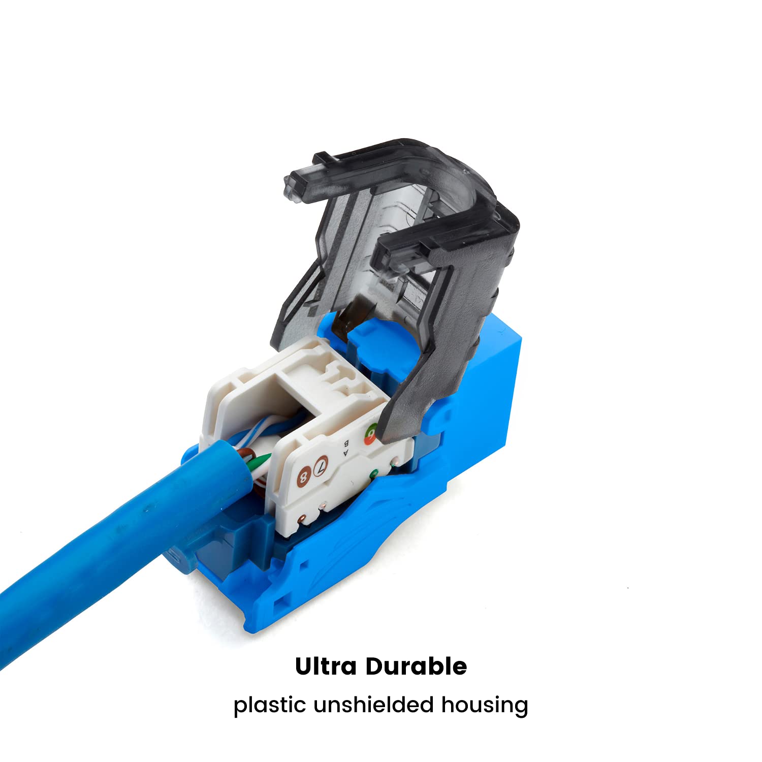 Truecable Cat6 Toolless Keystone Jack, Unshielded (Utp), Poe++ (4Ppoe) 100W, Ul Listed, Etl Verified, Ansi/Tia Certified, Modular Rj45 Female, Blue, 2 Pack