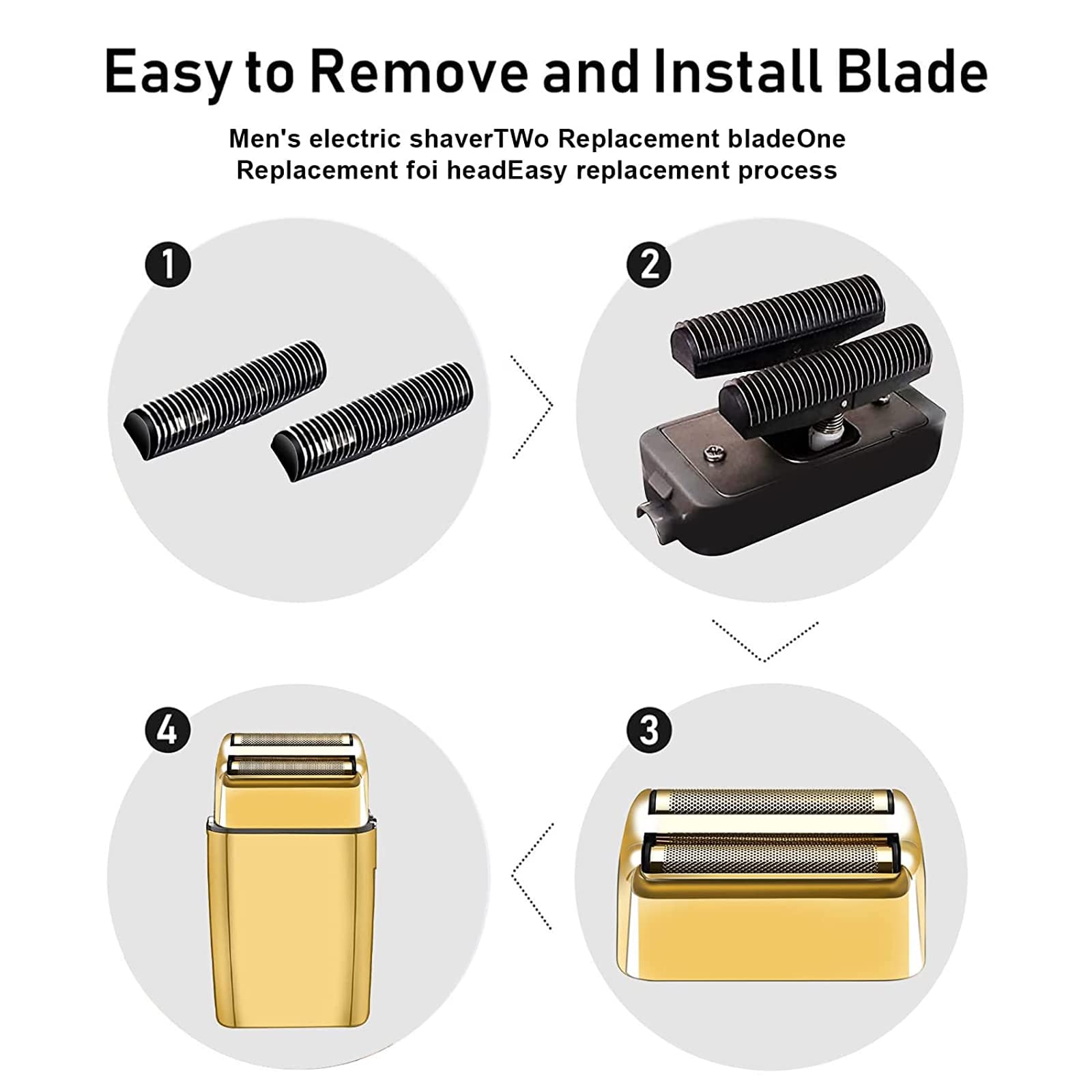 Shaver Replacement Foil And Cutters Compatible With Babylisspro Barberology Double Fxfs2 (2Pc Gold)
