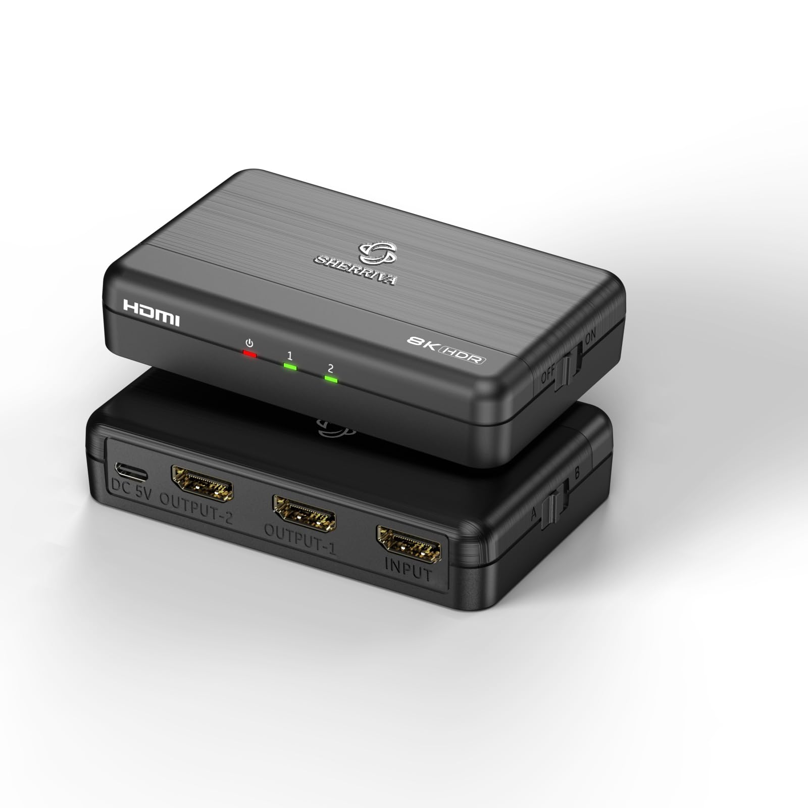 Sherriva 8K Hdmi Splitter 1X2   Hdmi Splitter 1 In 2 Out, 8K@60Hz, 4K@240Hz(Dsc), Hdcp 2.3, 48Gbps, Edid, Auto Downscaling, Dupl