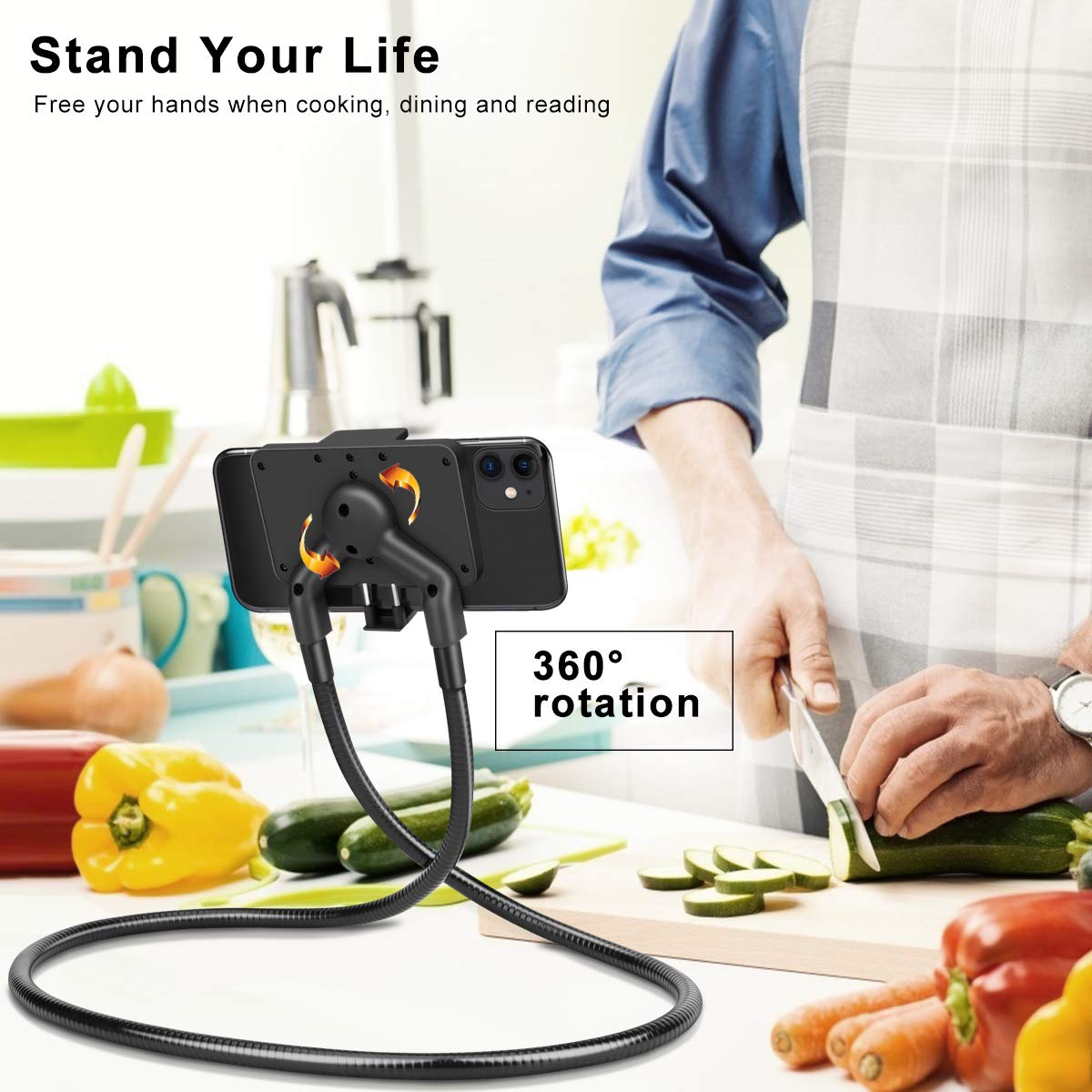 B Land Cell Phone Holder, Universal Mobile Phone Stand, Lazy Bracket, Diy Flexible Mount Stand With Multiple Function (Black)