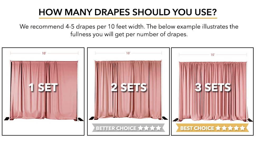 Ak Trading Co. 10 Feet X 10 Feet Ifr Polyester Backdrop Drapes Curtains Panels With Rod Pockets   Wedding Ceremony Party Home Wi