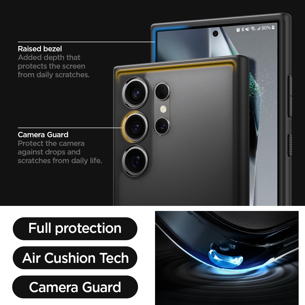 Spigen Ultra Hybrid Designed For Galaxy S24 Ultra Case (2024) [Anti Yellowing], [Military Grade Protection]   Frost Black