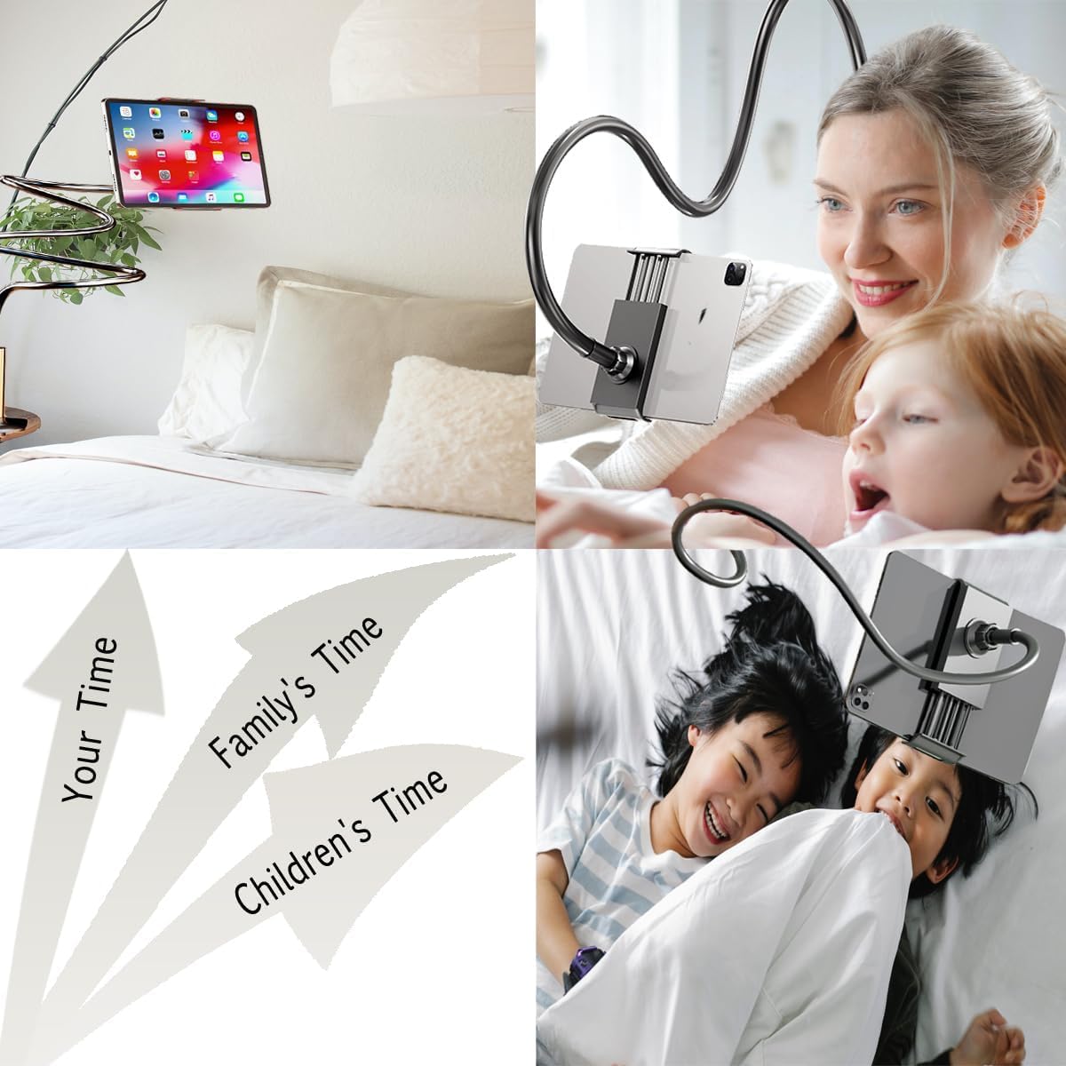 Sannween Gooseneck Phone Holder For Bed, Iphone Stand For Desk Recording Fliming Kindle Tablet Stand Accessories Overhead Phone