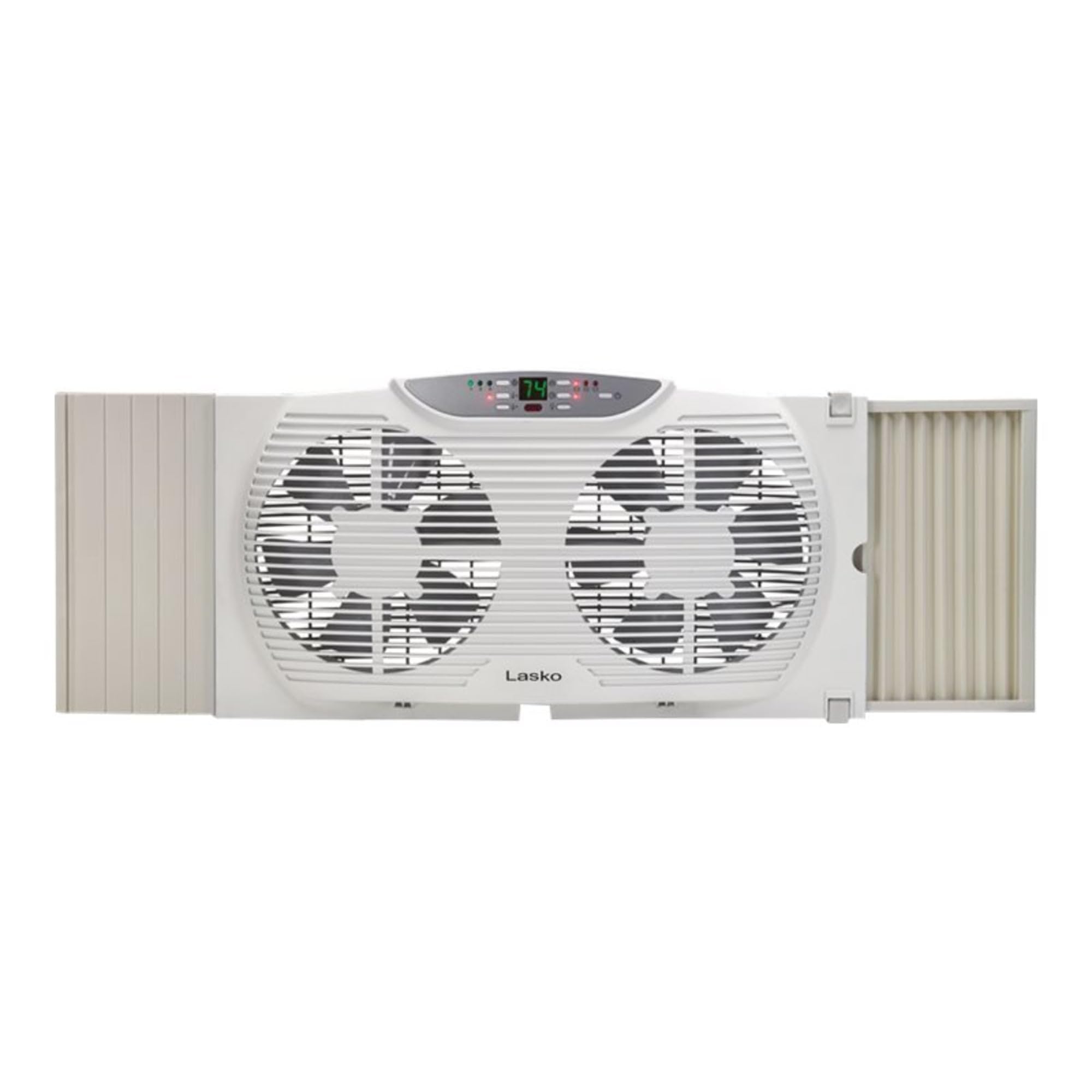 Lasko Electrically Reversible Twin Window Fan With Remote Control, 9 Inch, White