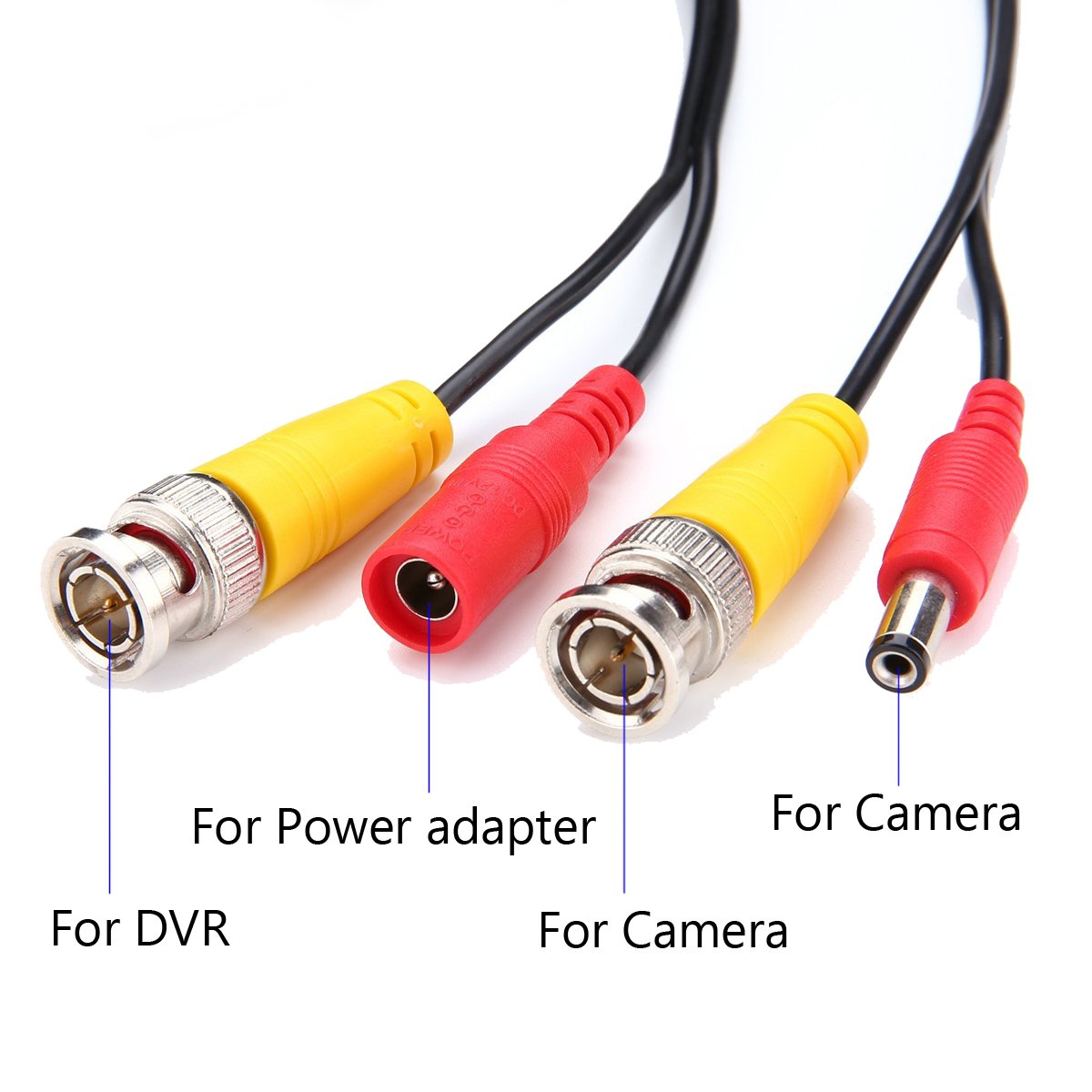 2 Pack 125Ft Black Pre Made All In One Bnc Male To Male Video And Power Cable Wire Cord With Rca Connector For Cctv Security Cam