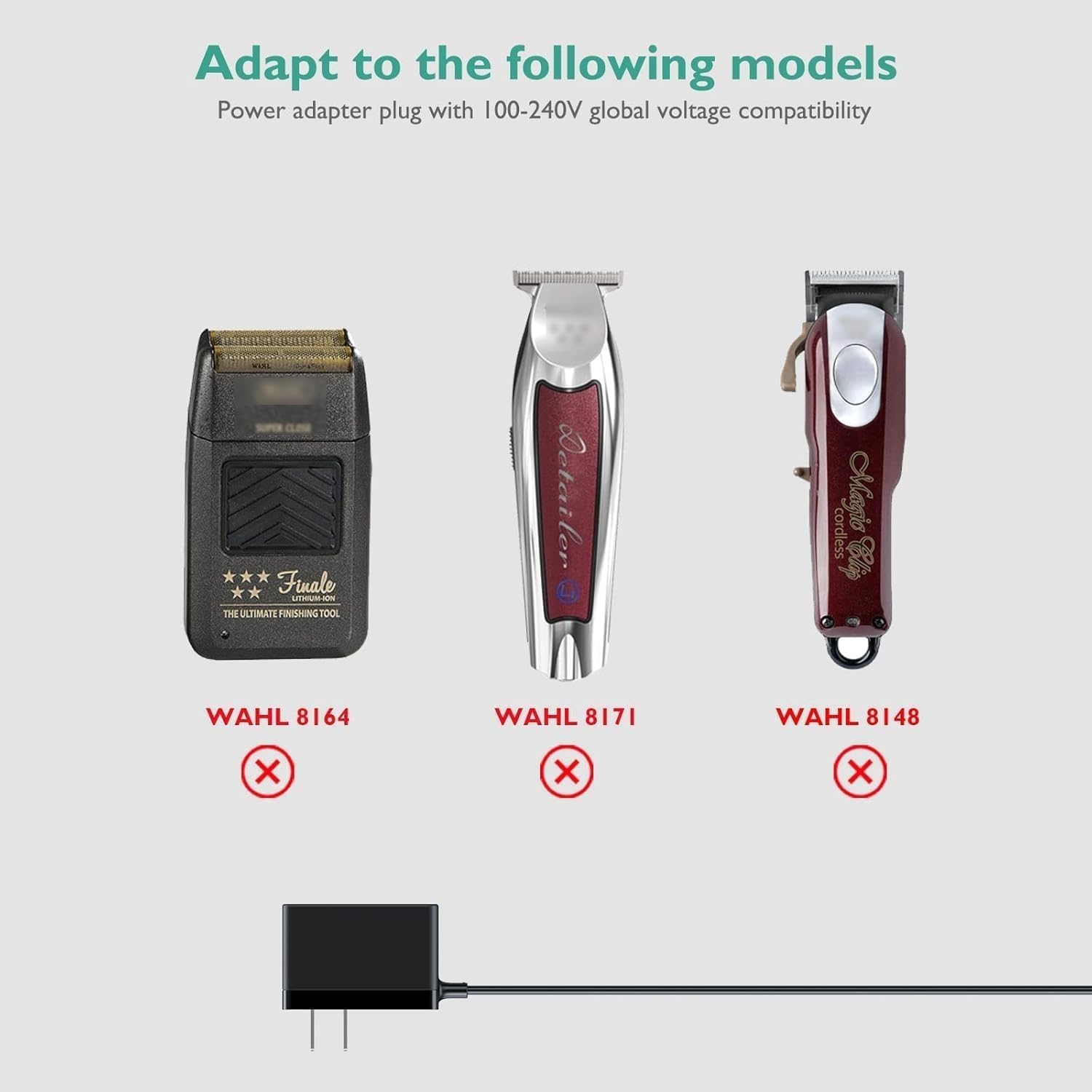 For Wahl Shaver Charger, Lnauy 2V Power Cord Compatible With Wahl 8061/8786 1001/8163 / 7367/7357 / 7353/7029 / 7060/7035 / 7339