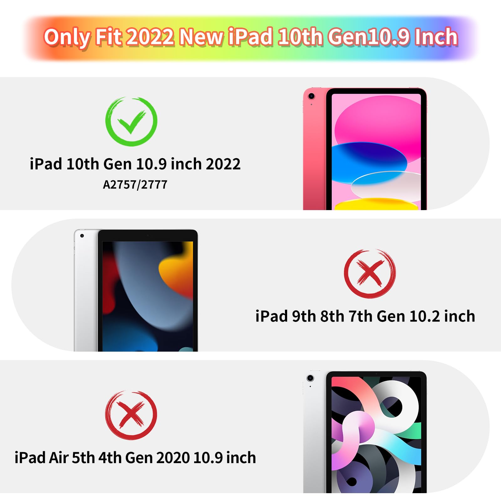 Wesadn For Ipad 10Th Generation Case 2022 For Kids Girls With Screen Protector/Butterfly Kickstand/Lanyard/Keychain/Pencil Holde