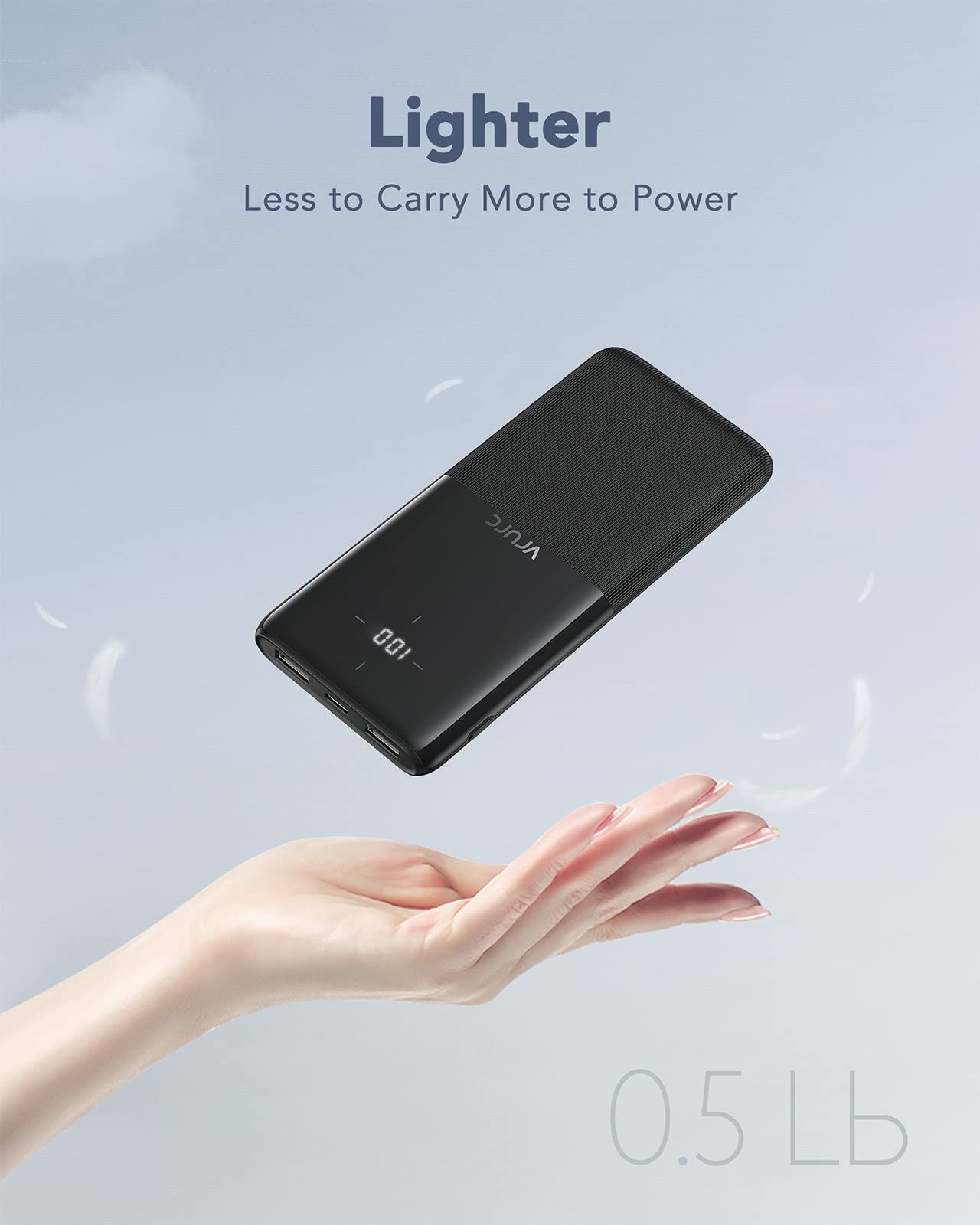 Vrurc 2-Pack 10,000Mah Portable Charger Fast Charging Power Bank With Usb C & Led Display, Slim Battery Pack For Iphone 16 15 14