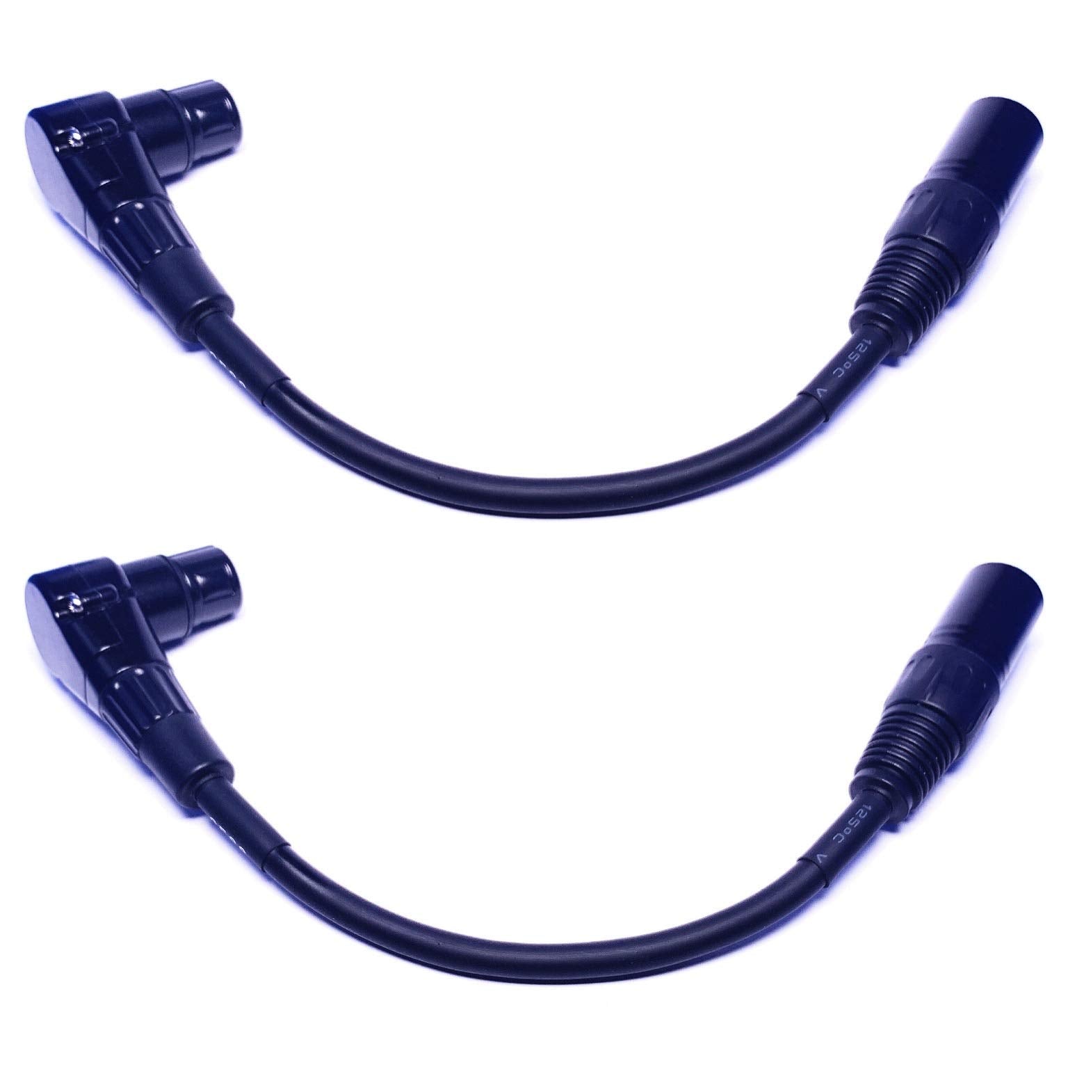 Cess 041 Right Angle Female Xlr To Straight Male Xlr Plug Cable, 3 Pin To 3 Pin, 2 Pack