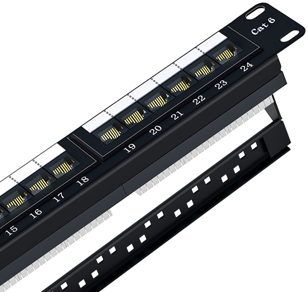 Tedgetal Cat6 Patch Panel 24 Port 1U, Keystone Patch Panel 19'' Rackmount Or Wallmount 10G Support For Cat6, Cat5E, Cat5 Cabling