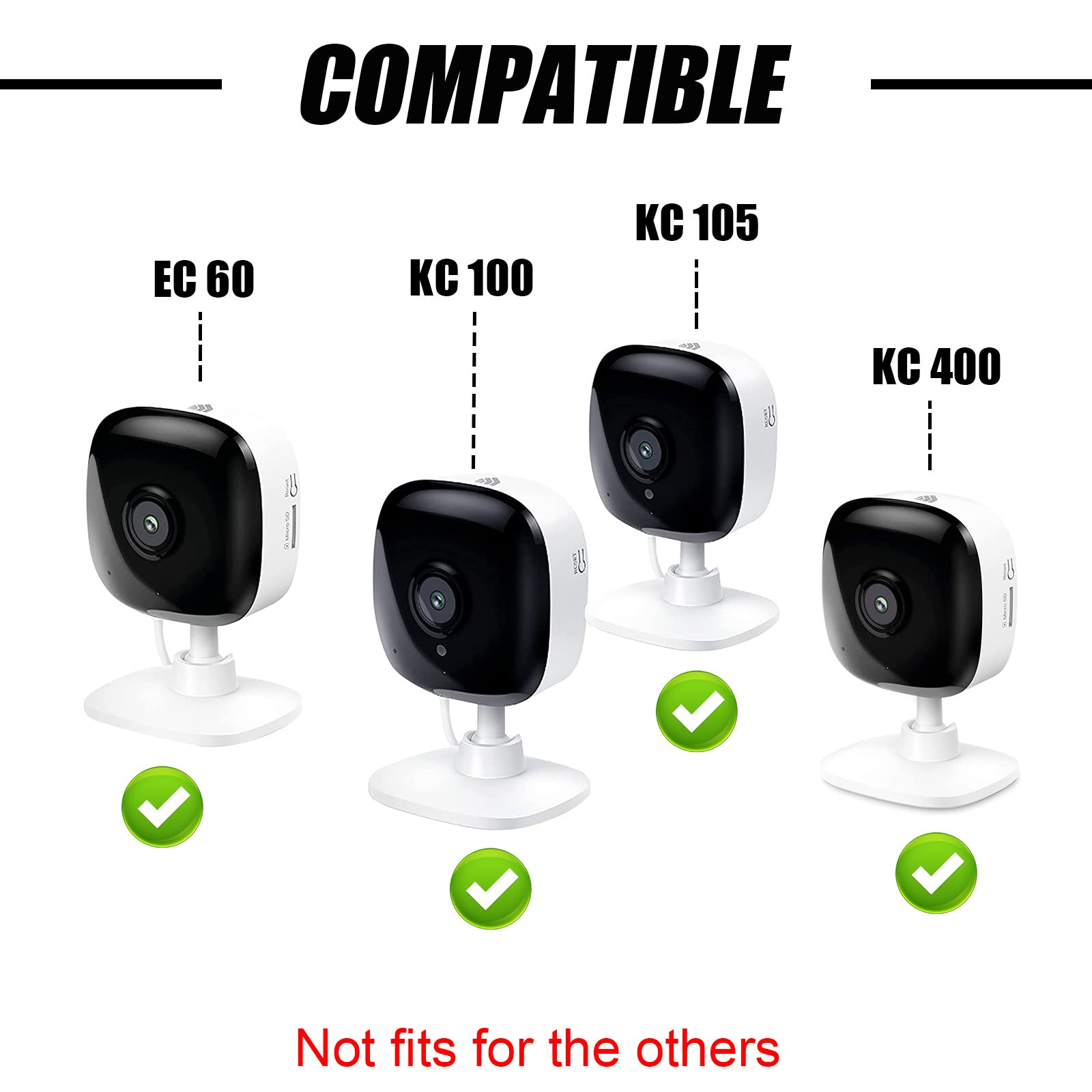 Upgraded 2 Pack Self Adhesive Wall Mount Holder Fits For Kasa Smart Security Camera Ec60,Kc100,Kc105,Kc400,No Drilling Easy Inst