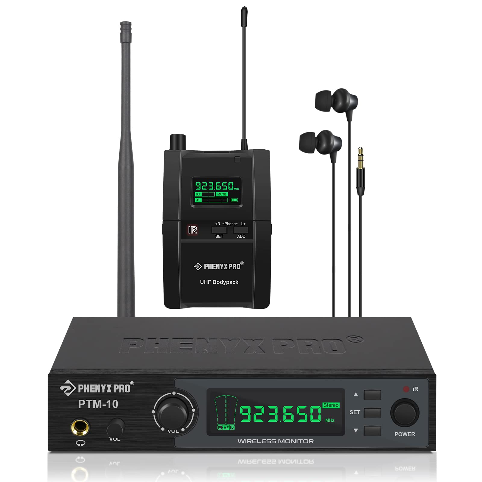 Phenyx Pro Uhf Stereo Wireless In Ear Monitor System, Wireless Iem, 900Mhz Band Selectable Frequency, Rack Mountable, 160 Ft. Op
