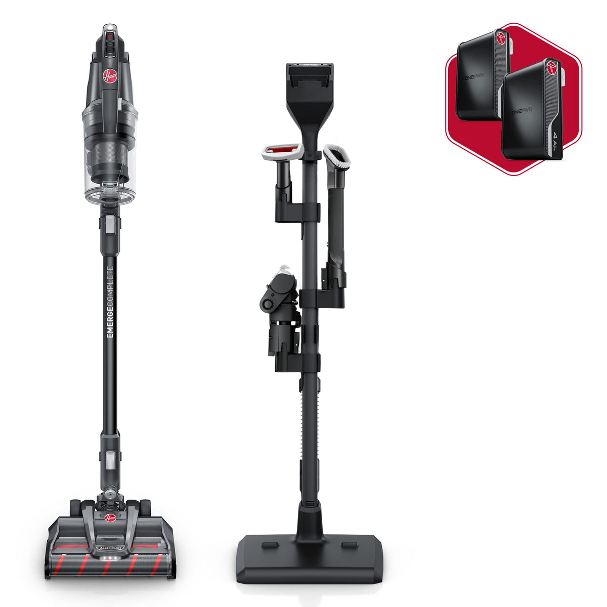 Hoover Onepwr Windtunnel Emerge Complete Cordless Lightweight Stick Vacuum With All-Terrain Dual Brush Roll, 2 Batteries Include