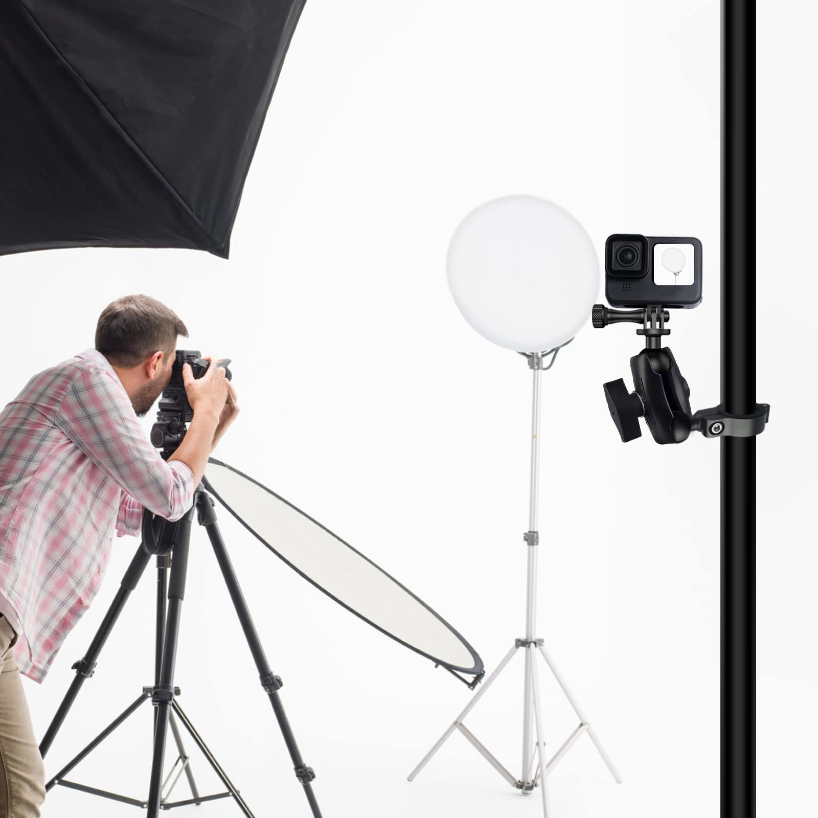 Ihytoon 1 Inch Ball Mount Adapter For Garmin/Akaso/Gopro Hero Sport Camera, Bracket Compatible With Ram Mounts, 360 Degree Rotat