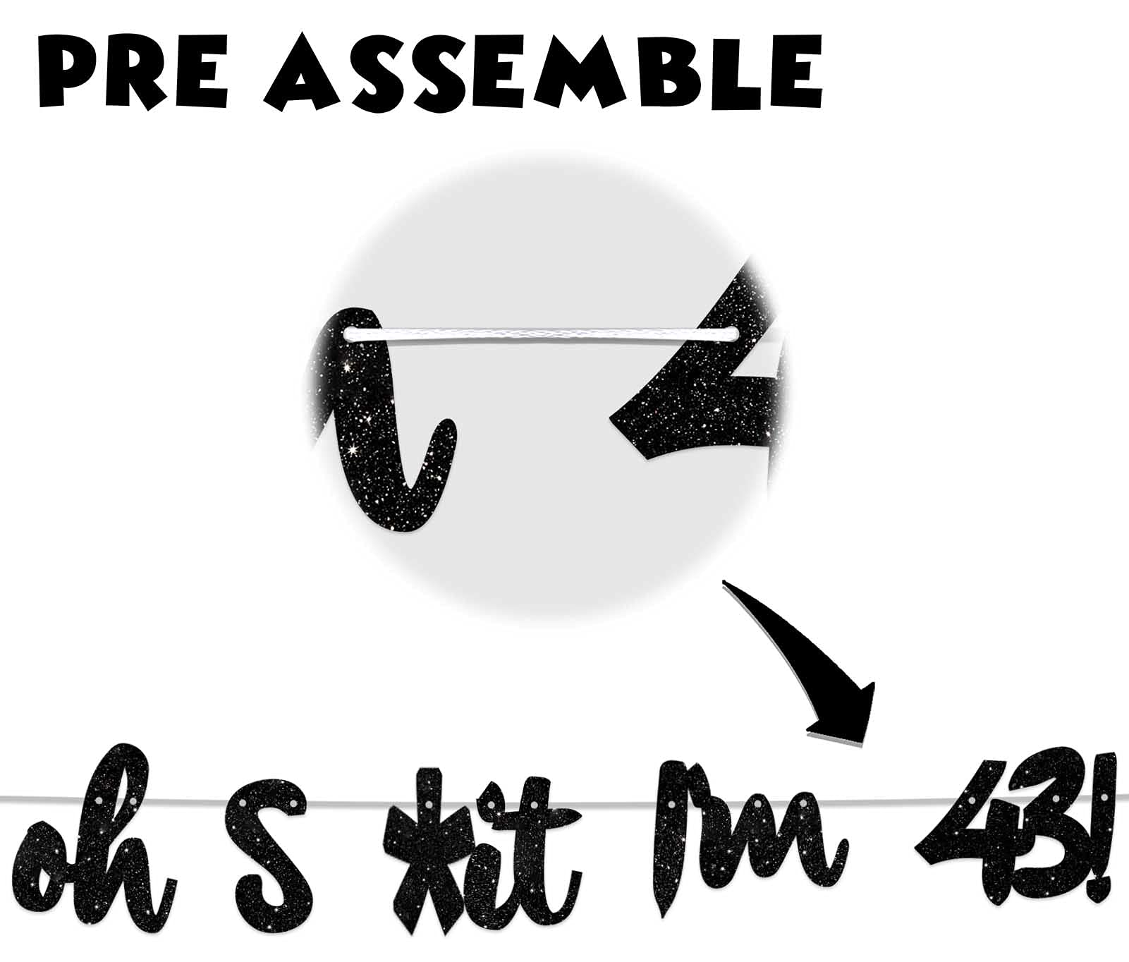 Oh Im 43! Banner Backdrop Glitter Black Hallo Forty Three Cheers To 43 Years Old Theme Decor For Man Woman Happy 43Rd Birthday P
