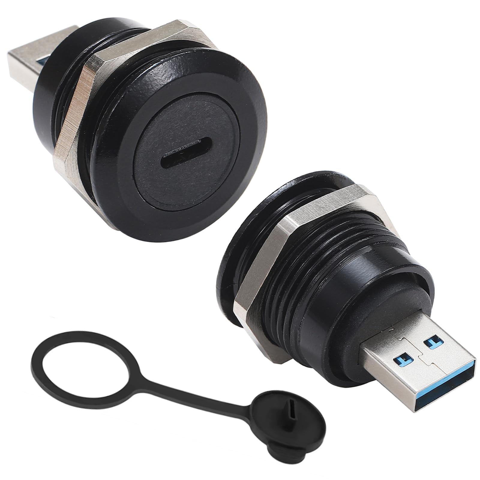 PENGLIN 2PCS USB 3.0 to USB-C Panel Mount Connector, USB Male to Type C Female Adapter Connector, USB Mounting Socket Converter 