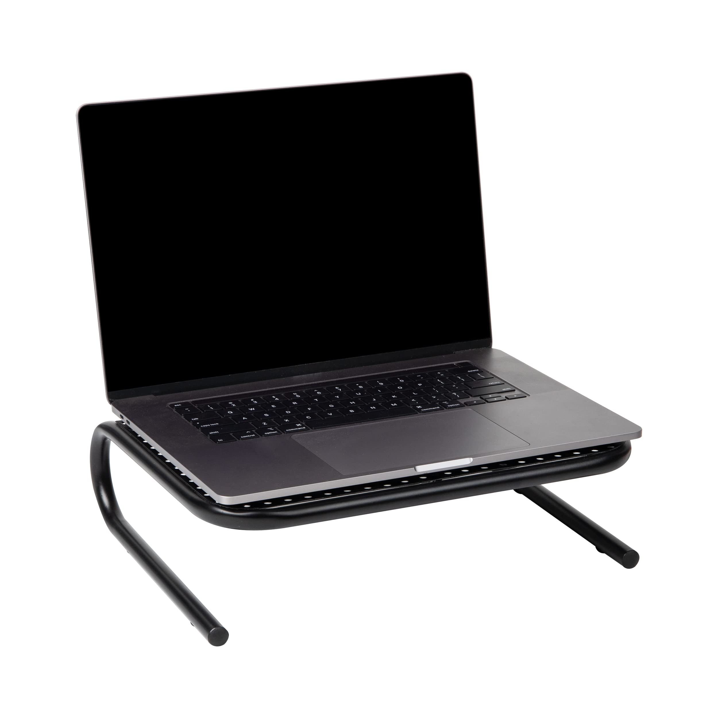 Mind Reader Monitor Stand, Ventilated Laptop Riser, Desktop Organizer, Metal, 14.5'L x 11.25'W x 4.25'H, Set of 2, Black