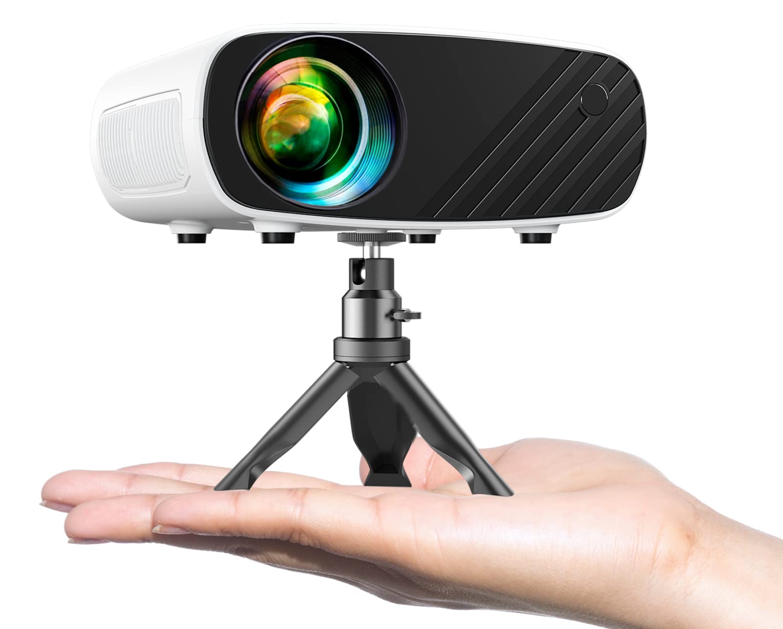 Mini Projector For Iphone, Elephas 2024 Upgraded 1080P Hd Projector, 8000L Portable Projector With Tripod, Movie Projector Compa