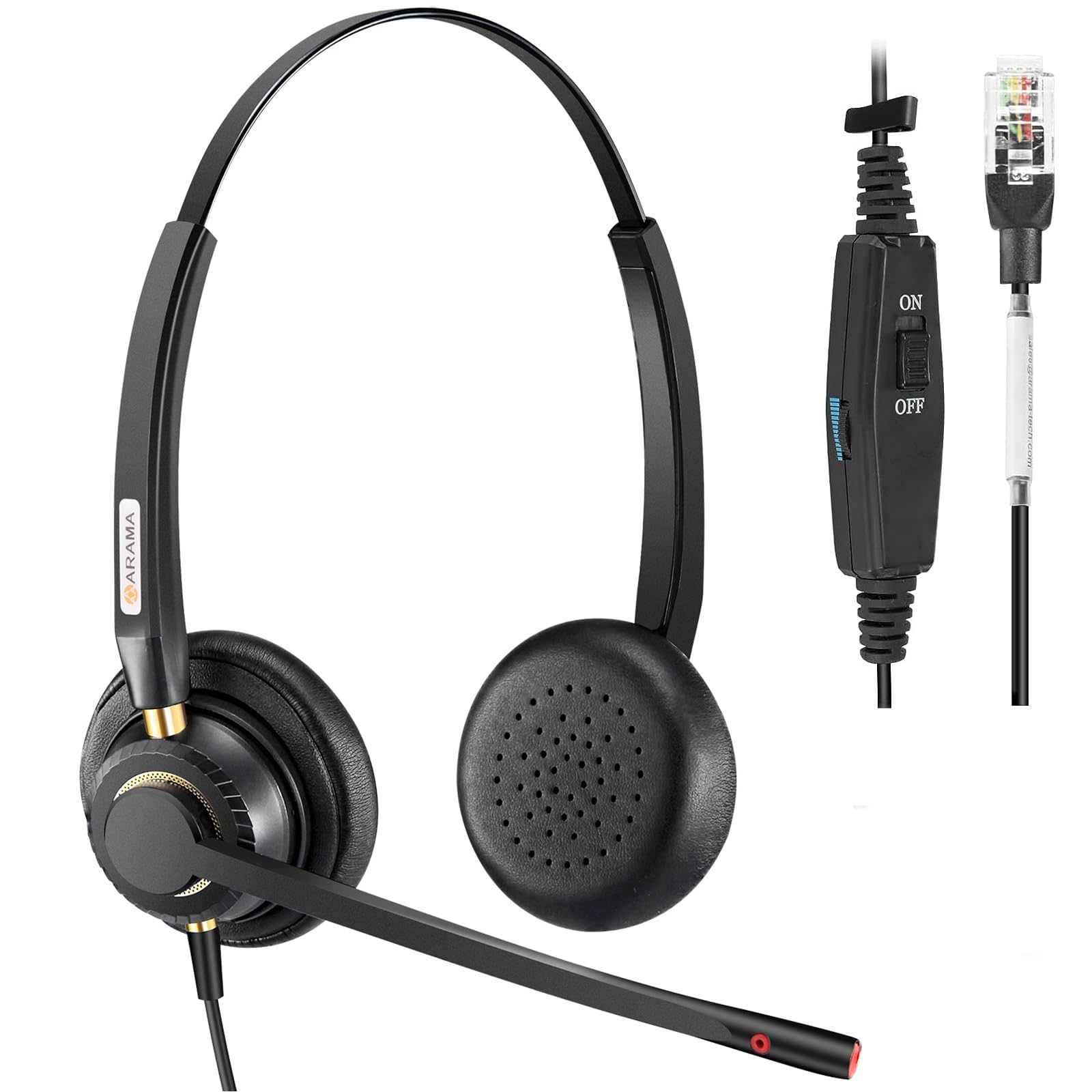 Arama Phone Headset Rj9 Compatible With Polycom Vvx350 Vvx311 Vvx310 Vvx400 Vvx410 Vvx411 Vvx500 Landline Phones