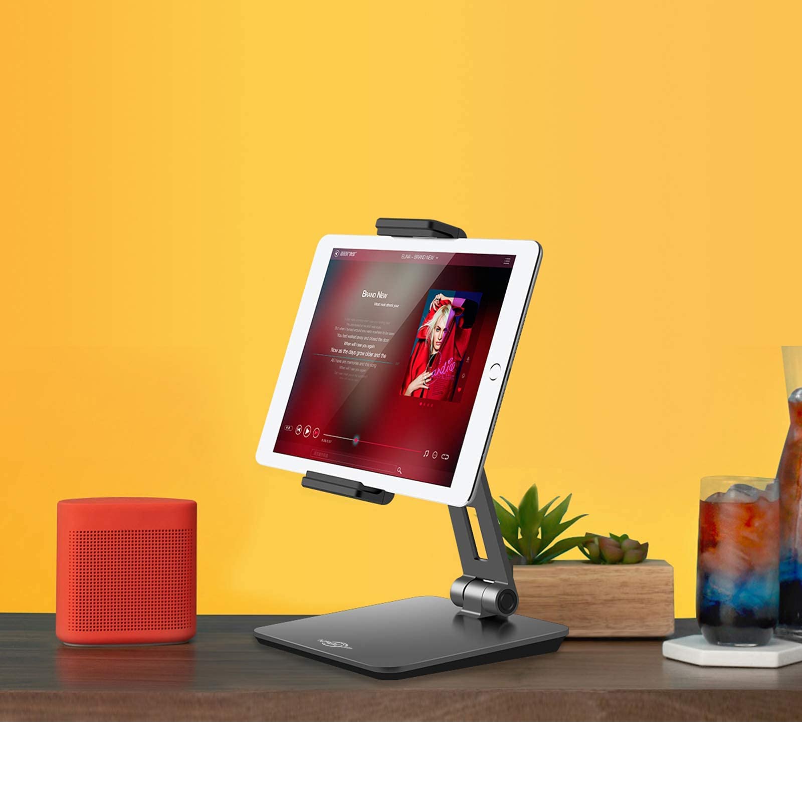 Kabcon Tablet Stand,Tightness Adjustable Aluminum Alloy Tablet Stand For Desk, 360 Swivel Foldable Tablets Stands Dock For 4'' 1