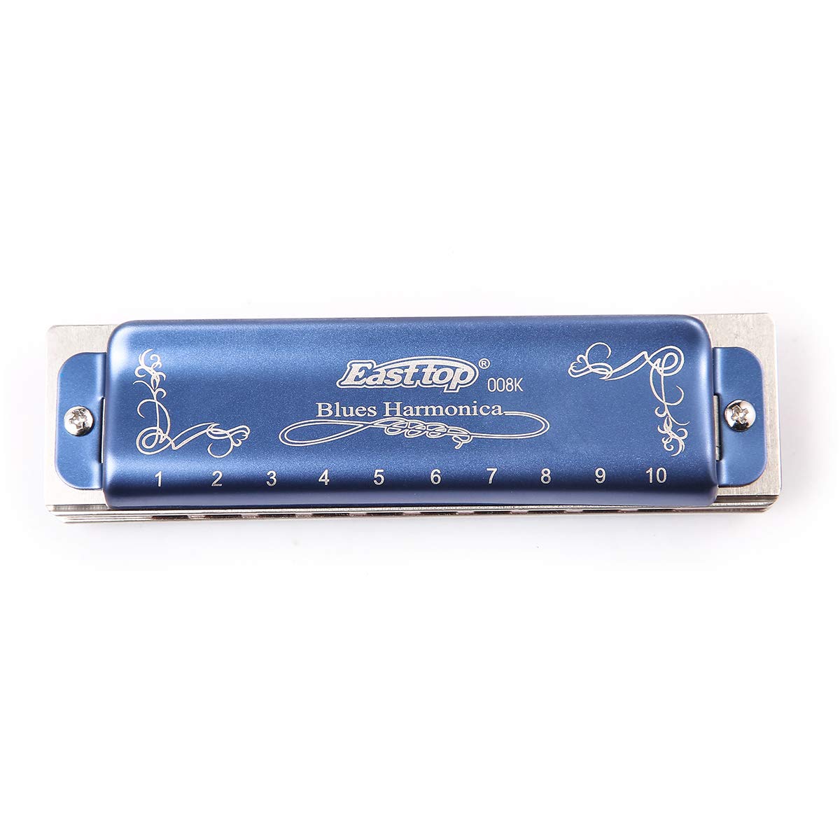 Blues Harmonica C Key, Diatonic Harmonica Harp Tone Organ 10 Hole 20 Tone T008K With Blue Shell, Suitable For Beginners, Adults,