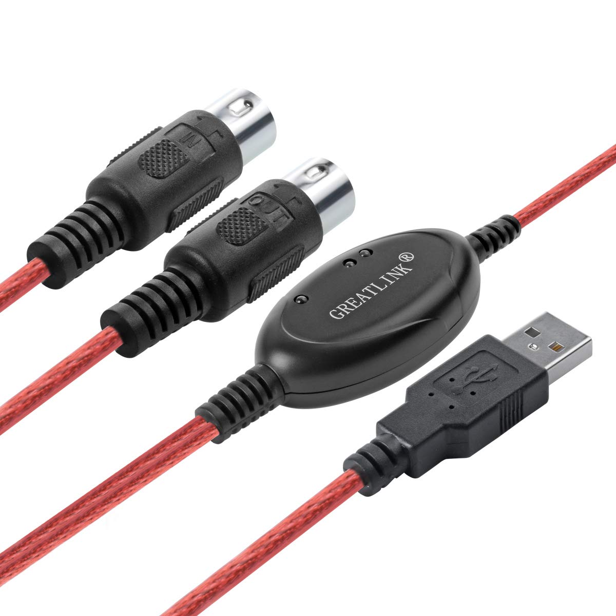 Greatlink Usb In Out Midi Interface Professional Piano Keyboard To Pc/Laptop/Mac Converter/Adapter Midi Cable For Home Music Stu