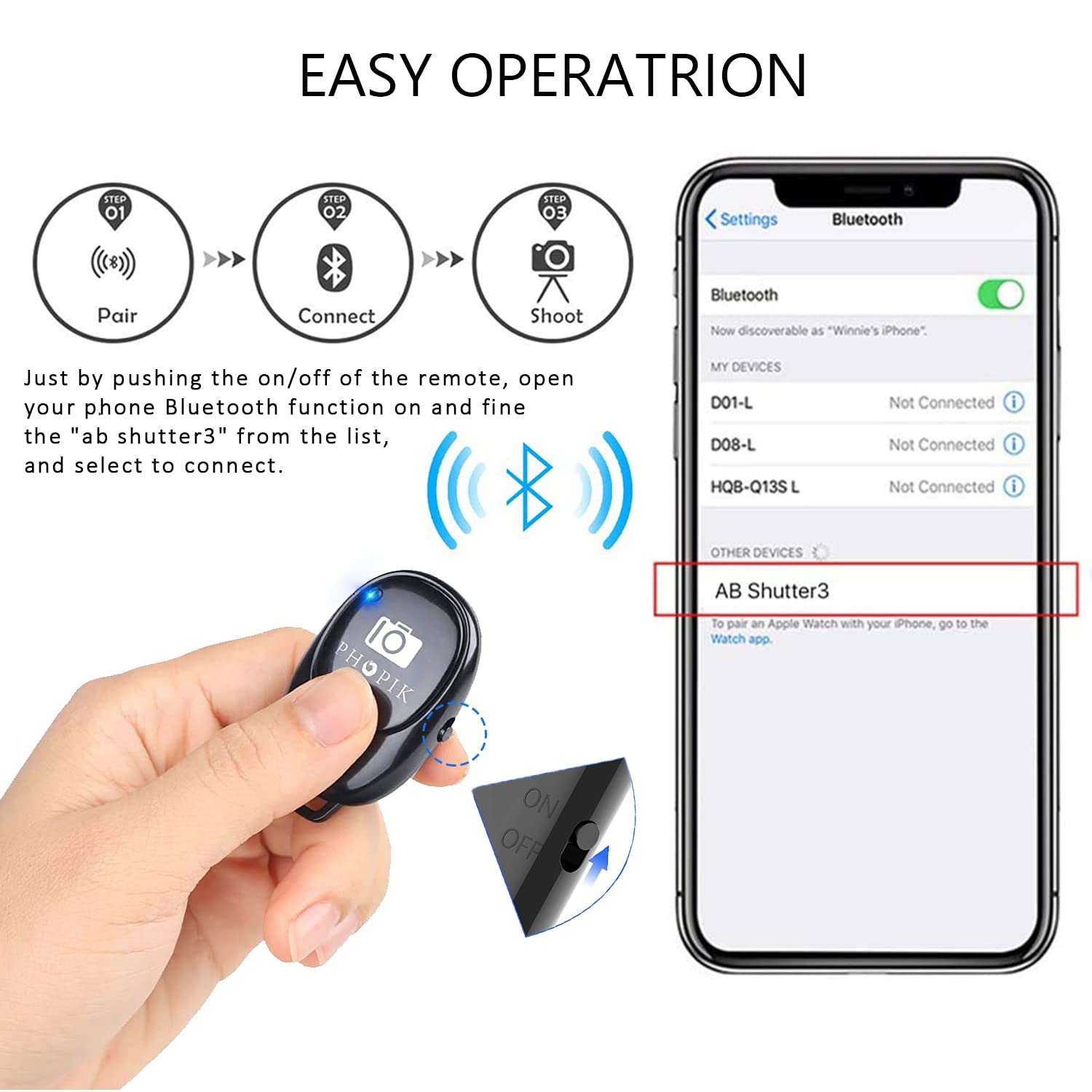 Phone Camera Remote Control(2 Pack) For Photos & Videos, Wireless Camera Remote Shutter Clicker Compatible With Iphone/Android P