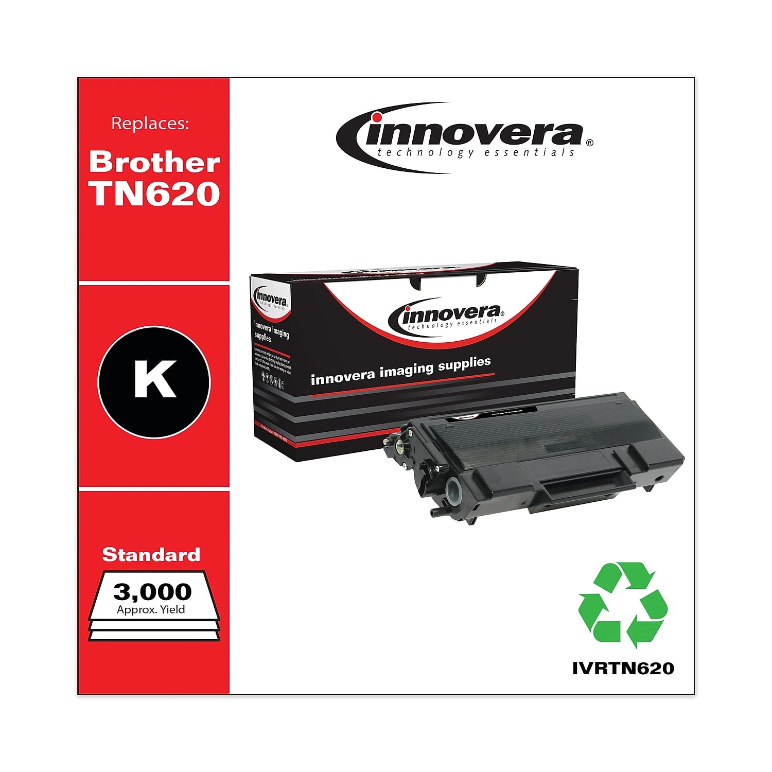 Innovera Remanufactured Black Toner, Replacement For Tn620, 3,000 Page Yield