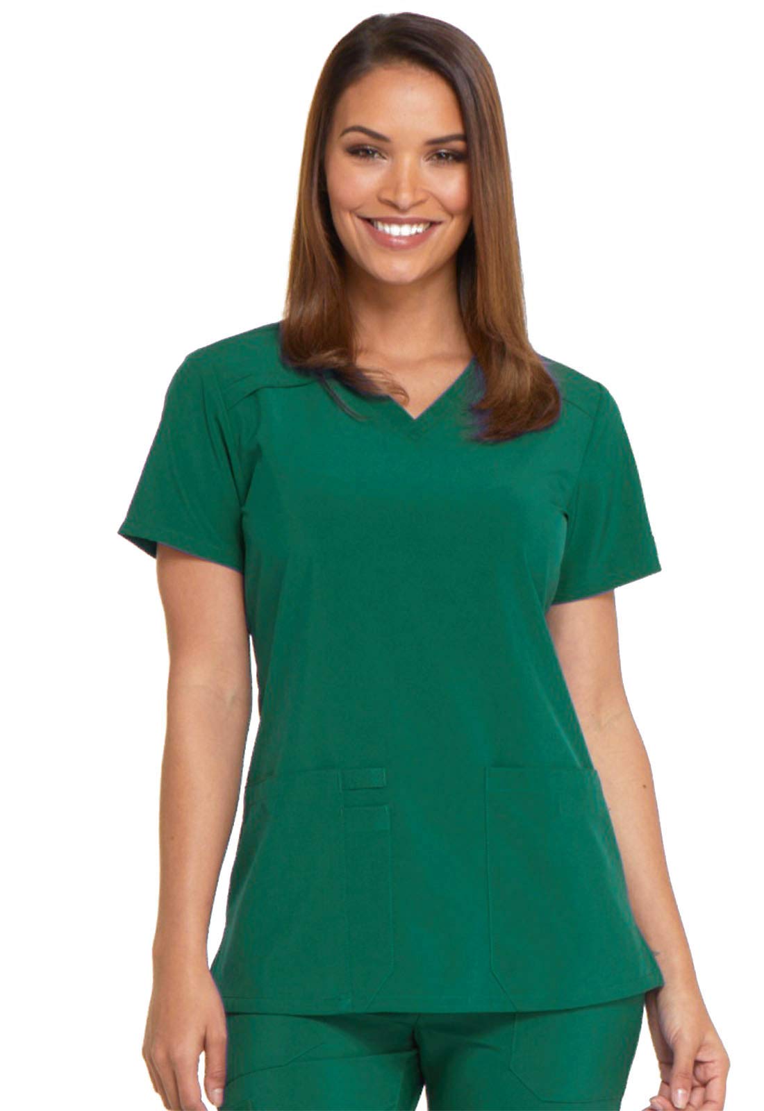 Dickies Eds Essentials Scrubs, V Neck Womens Tops With Four Way Stretch And Moisture Wicking Plus Size Dk615, 4Xl, Hunter Green