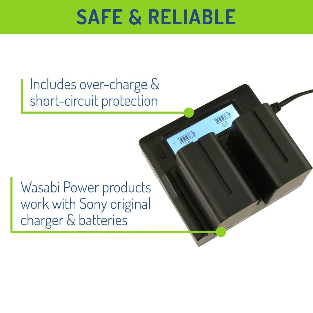 Wasabi Power Battery (2 Pack) And Dual Charger For Sony Np F950, Np F960, Np F970, Np F975 (L Series)
