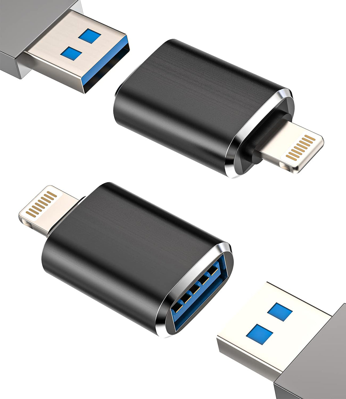 Iphone Otg Adapter Lightning Male To Usb Female Dongle(2Pack) For 14 13 12 11 Pro Max Xr X Xs Se 7 8Plus For Ipad Air Camera Car