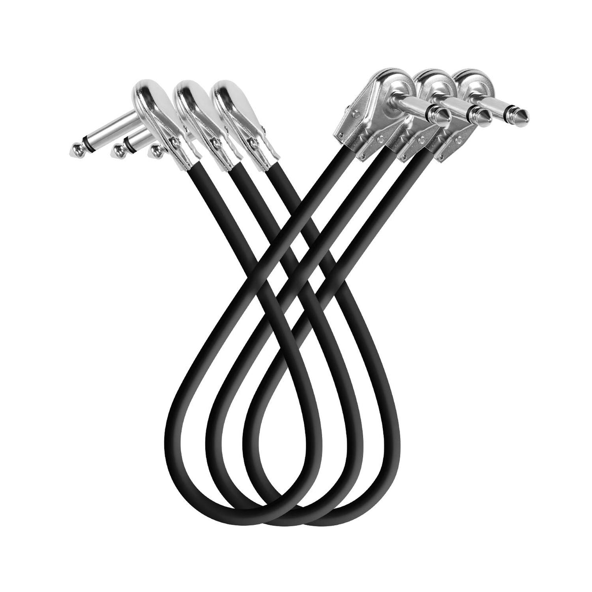 Devinal Guitar Patch Cable 12 Inch, Instrument Effects Adapter Set 3 Pack, Pedal Boards Cord 1 Feet Kit, 1/4 Mono Right Angle Pa