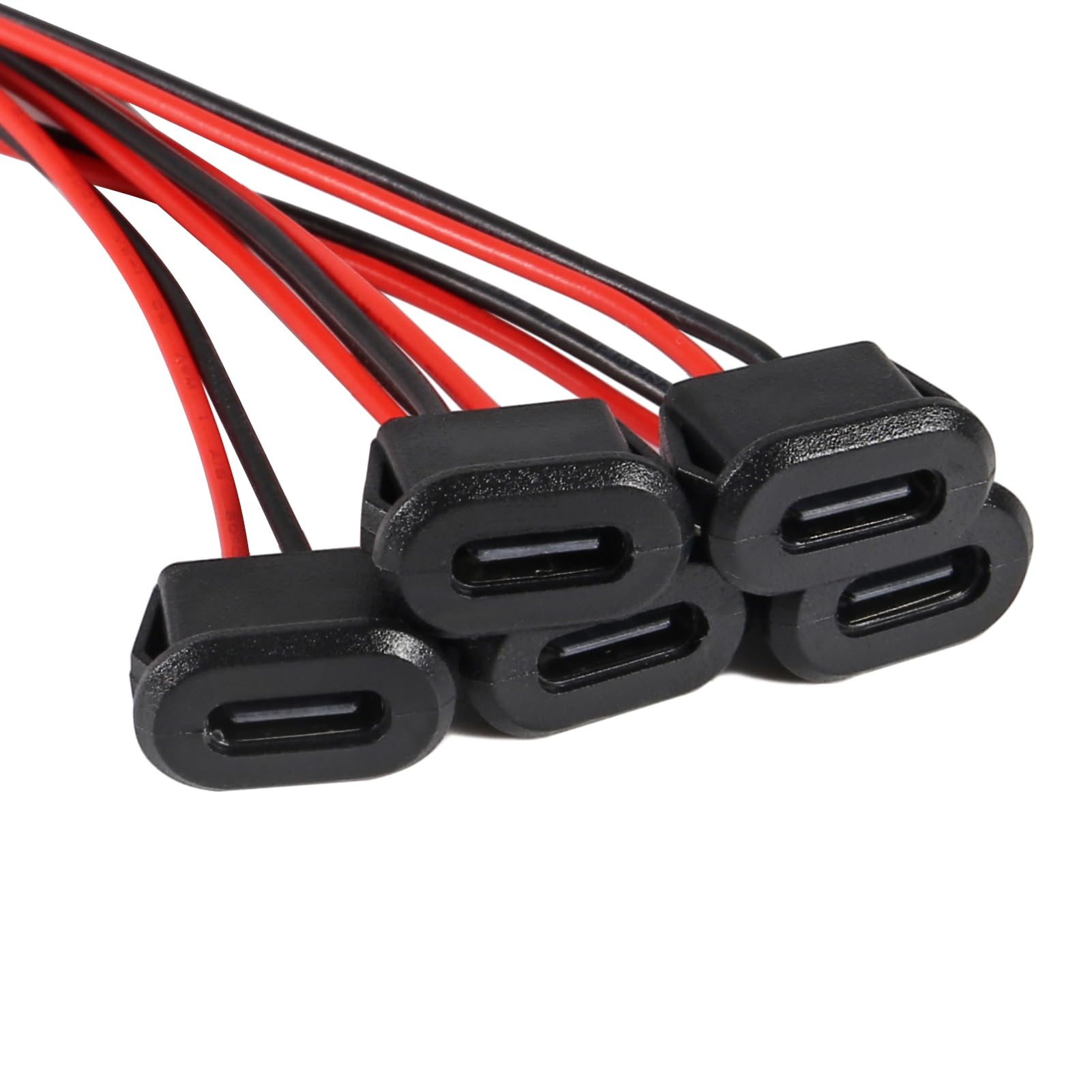 Almocn 5Pcs Type C Female Chassis 2 Pin Type C Female Socket Connector Waterproof Jack Female Charging Port With Card Buckle 3A