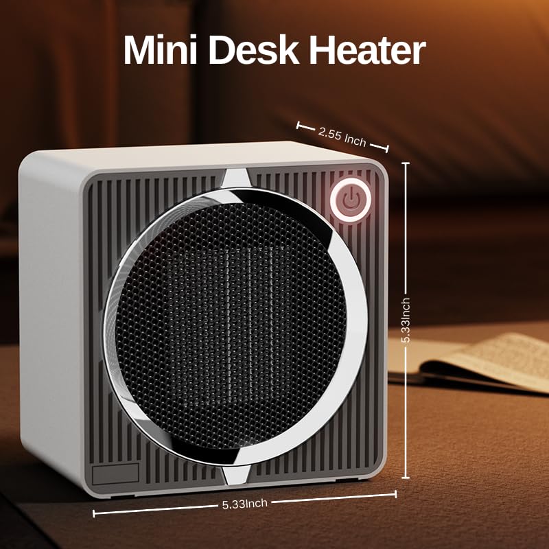 Small Space Heater, Low Watt Portable Electric Heaters For Indoor Use On Desk, Ptc Ceramic Saving Mini Desk Heater, Overheating