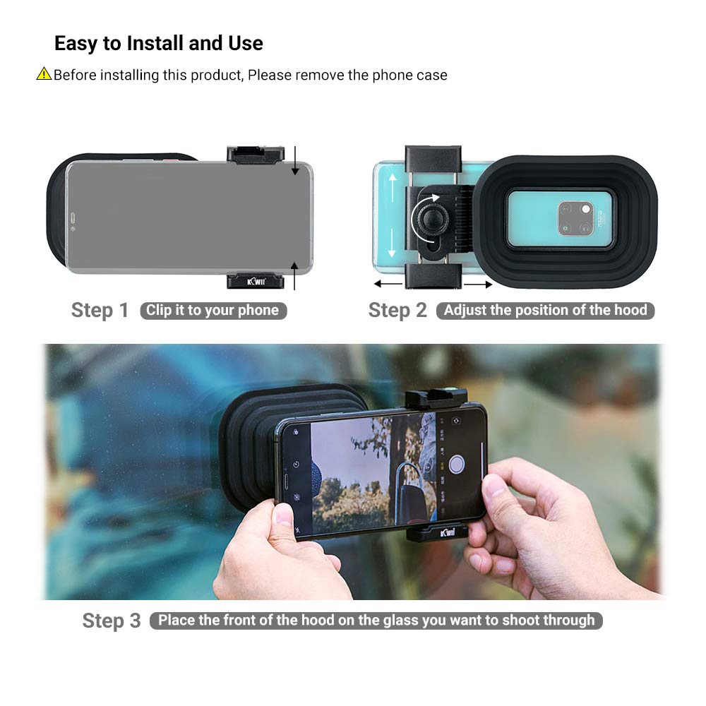 Universal Anti Reflection Camera Lens Hood For Iphone 15 14 13 12 Series Samsung Android,Adjustable Clamp Phone Tripod Mount Wit