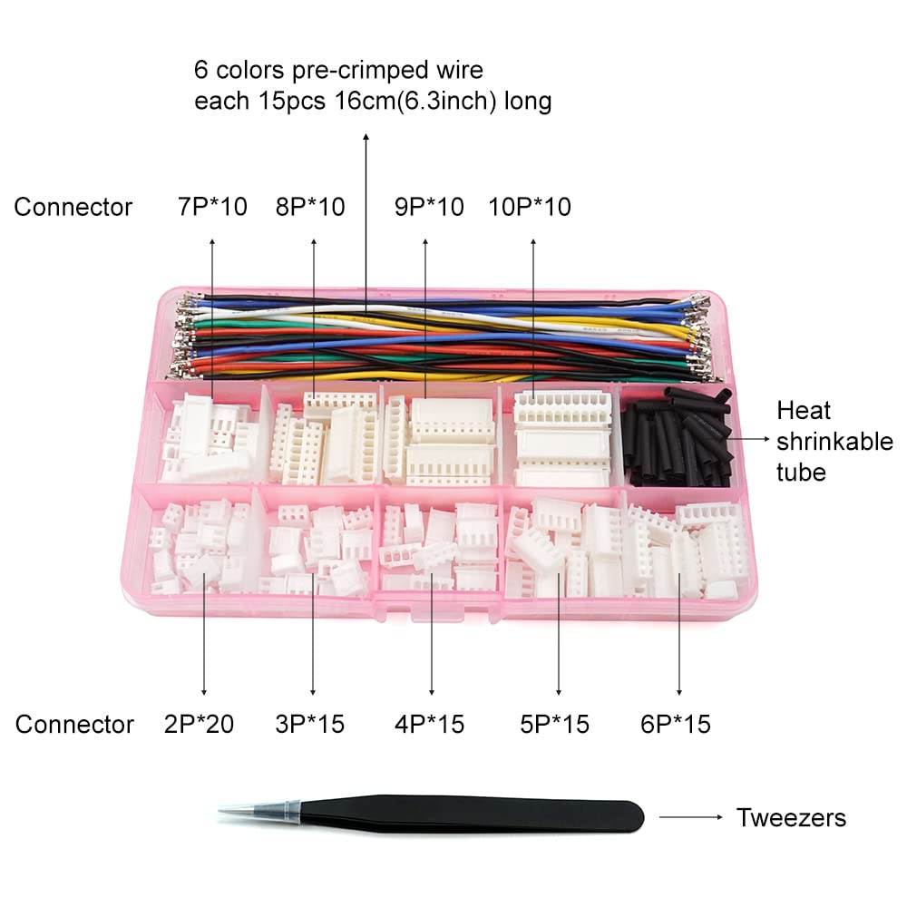 Xh 2.54Mm Connector Kit With Pre-Crimped Cable Wire 2/3/4/5/6/7/8/9/10 Pin Housing Jst Adapter Cable Compatible With Jst-Xh Conn