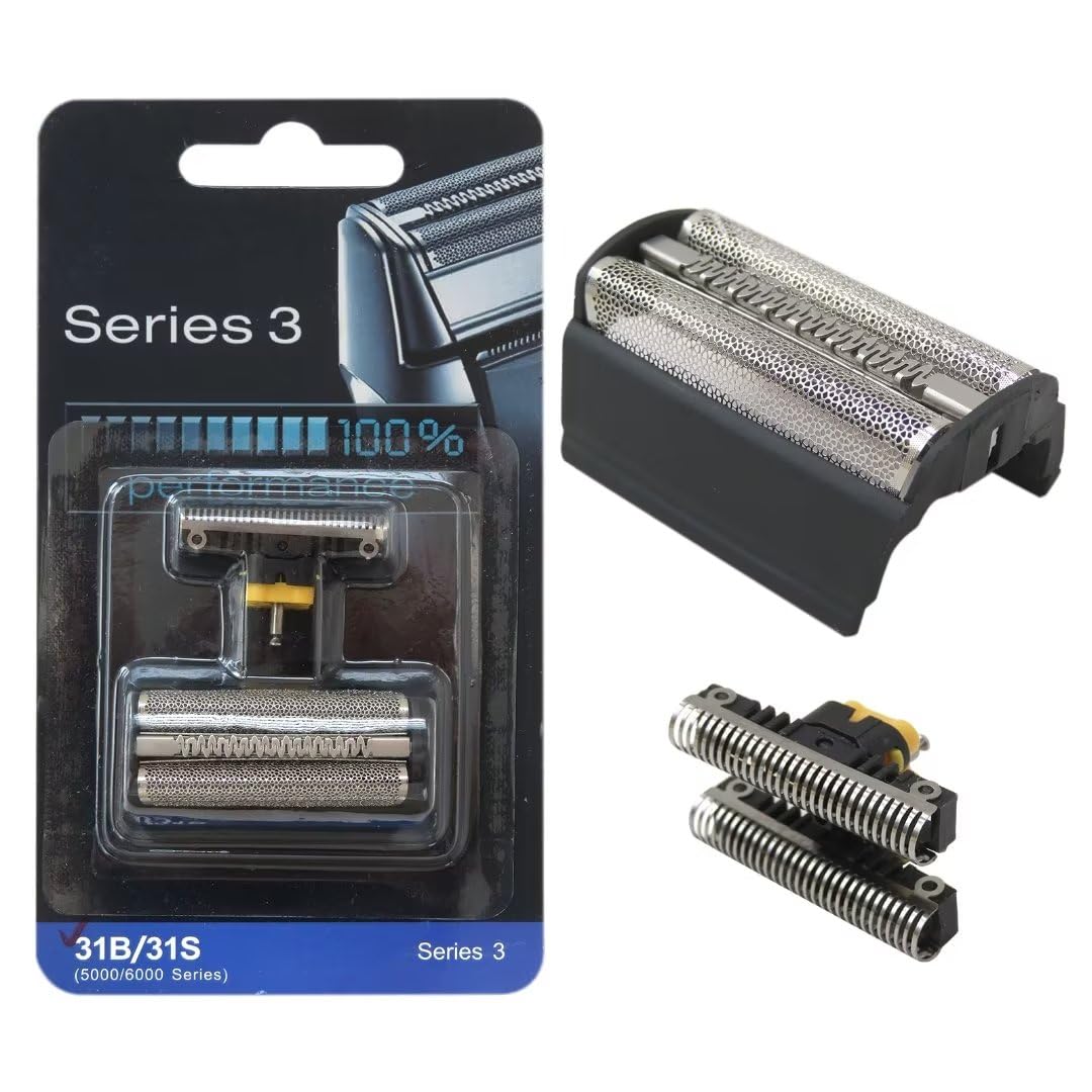 31B Electric Shaver Replacement Foil Head With Cutter Compatible For B Raun 5000 6000 Series 6012, 6015, 6312, 6510, 6512, 6515,