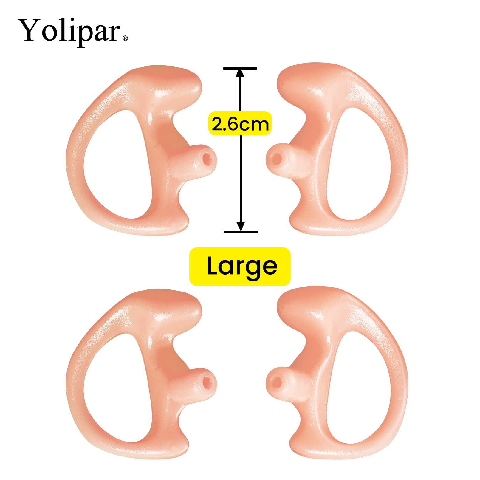 Yolipar Replacement Soft Silicone Eardud Earmold For Walkie Talkie Audio Kit Air Acoustic Tube Earpiece Headset (Flesh, Large(2