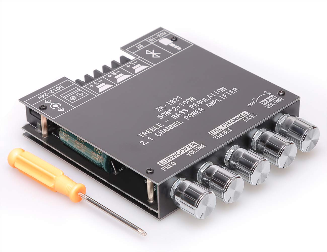 Damgoo 50W+50W+100W 2.1 Channel Subwoofer Amplifier Board With Treble And Bass Control, Dual Tpa3116 Chip, Dc 12 24V, Bluetooth 