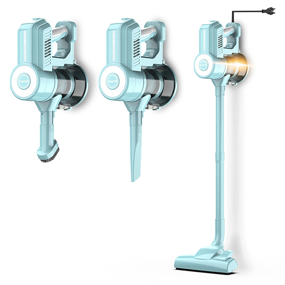 Roomie Tec Corded Stick Vacuum With Hepa Filter   450W Powerful Suction, Bagless, Portable Handheld For Carpet & Stairs, Large D