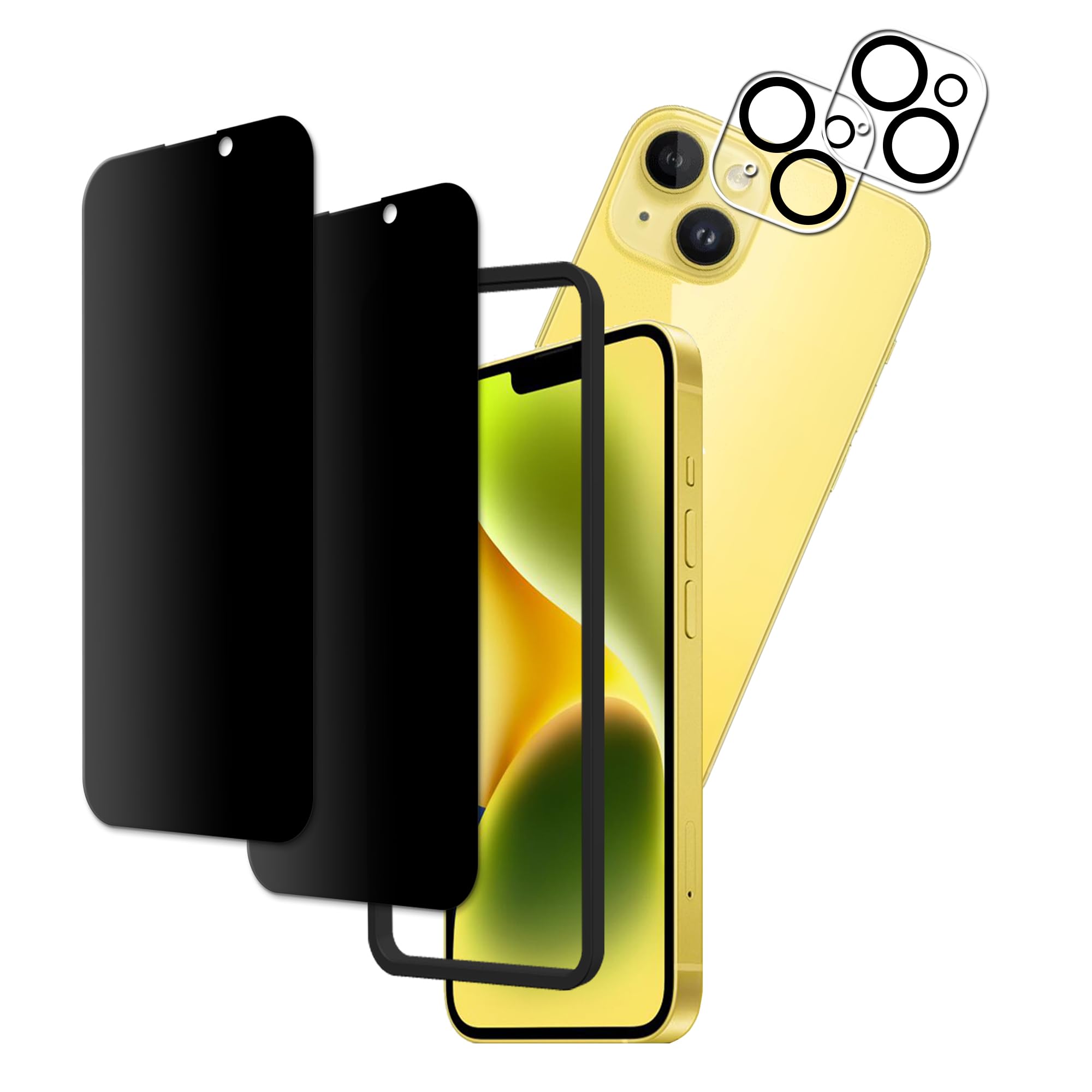 Hkkais Privacy Screen Protector For Iphone 14 Anti Spy Private Tempered Glass Film 2 Pack Camera Lens Protector Film 2 Pack Easy