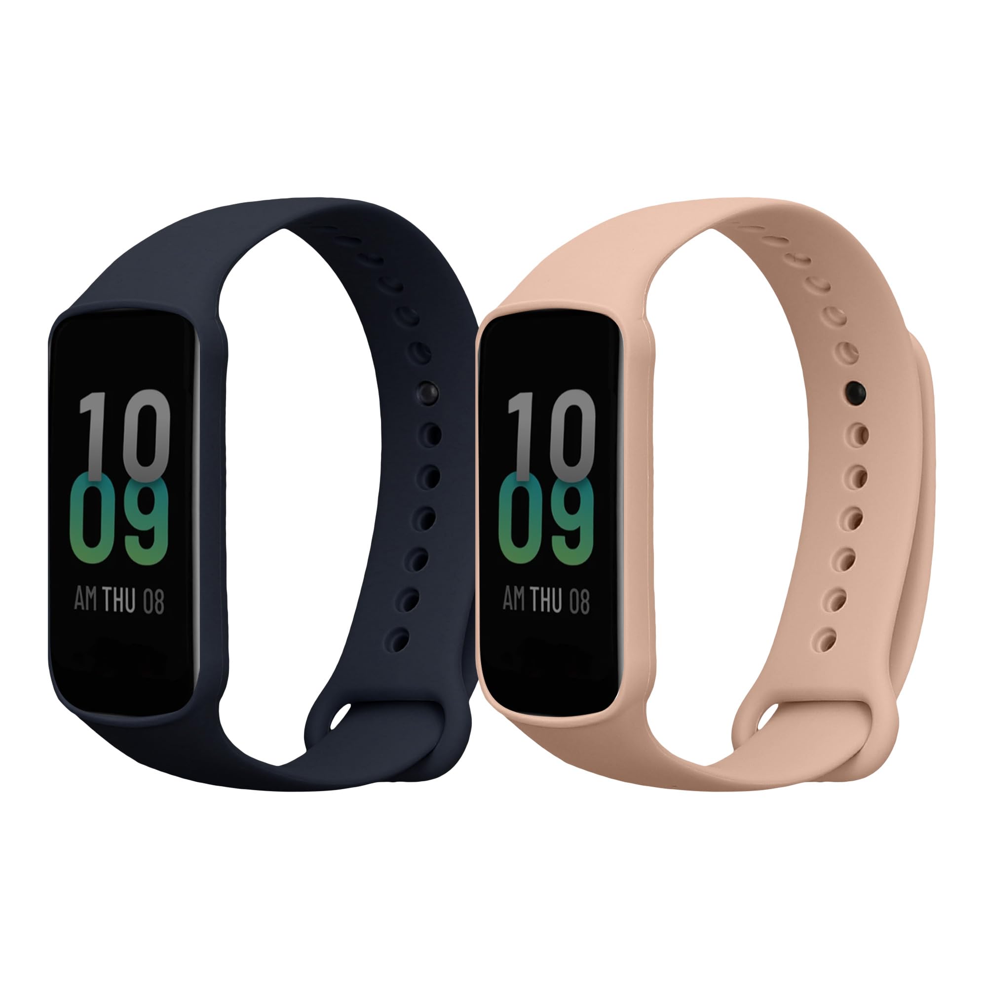 kwmobile Straps Compatible with Amazfit Band 7 Straps - 2x Replacement Silicone Watch Bands - Dark Blue/Dusty Pink