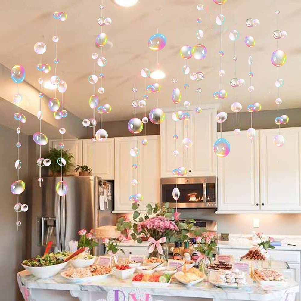 Transparent Bubble Garlands Mermaid Party Decoration Colored Blue Flat Cutouts Hanging Streamer For Birthday Baptism Wedding Oce