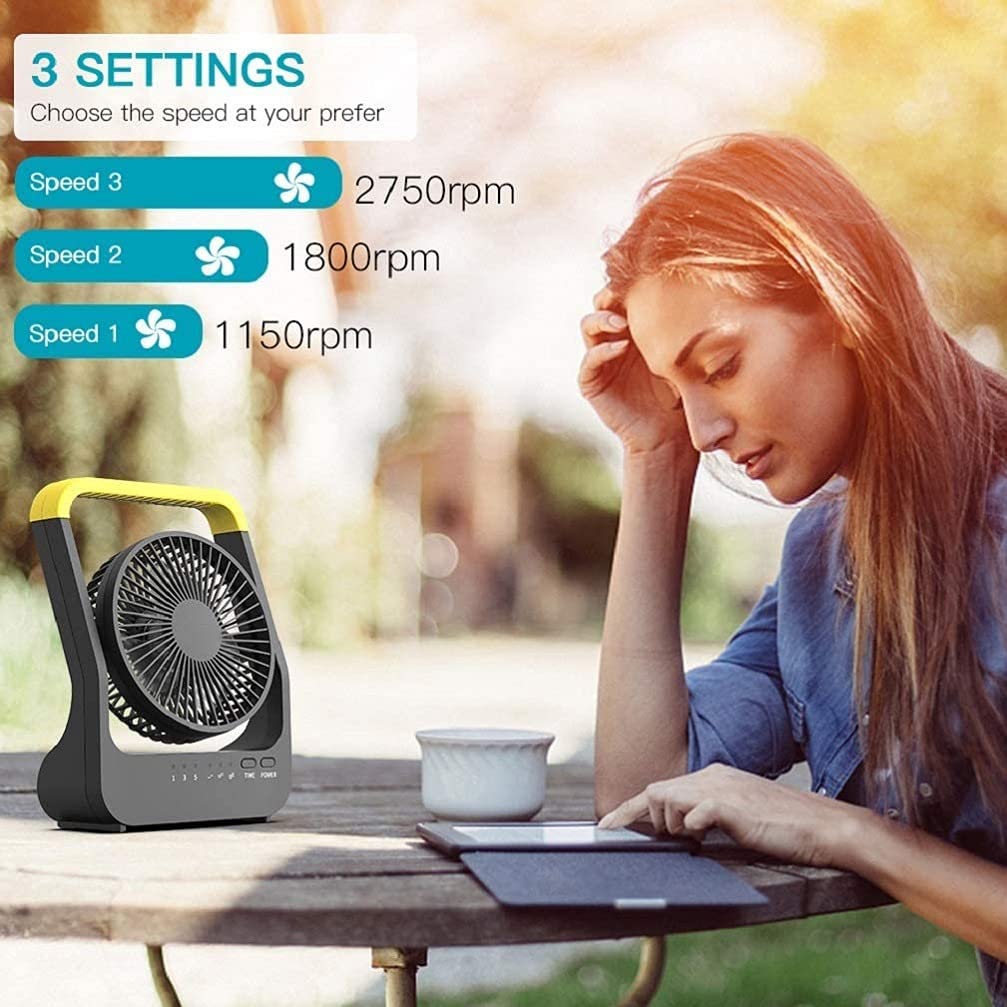 Alagoon Portable Desk Fan, D Battery Operated Fan For Hurricane, Powered Fan By Usb Cable 214H Long Lasting With Timer 6 Porta