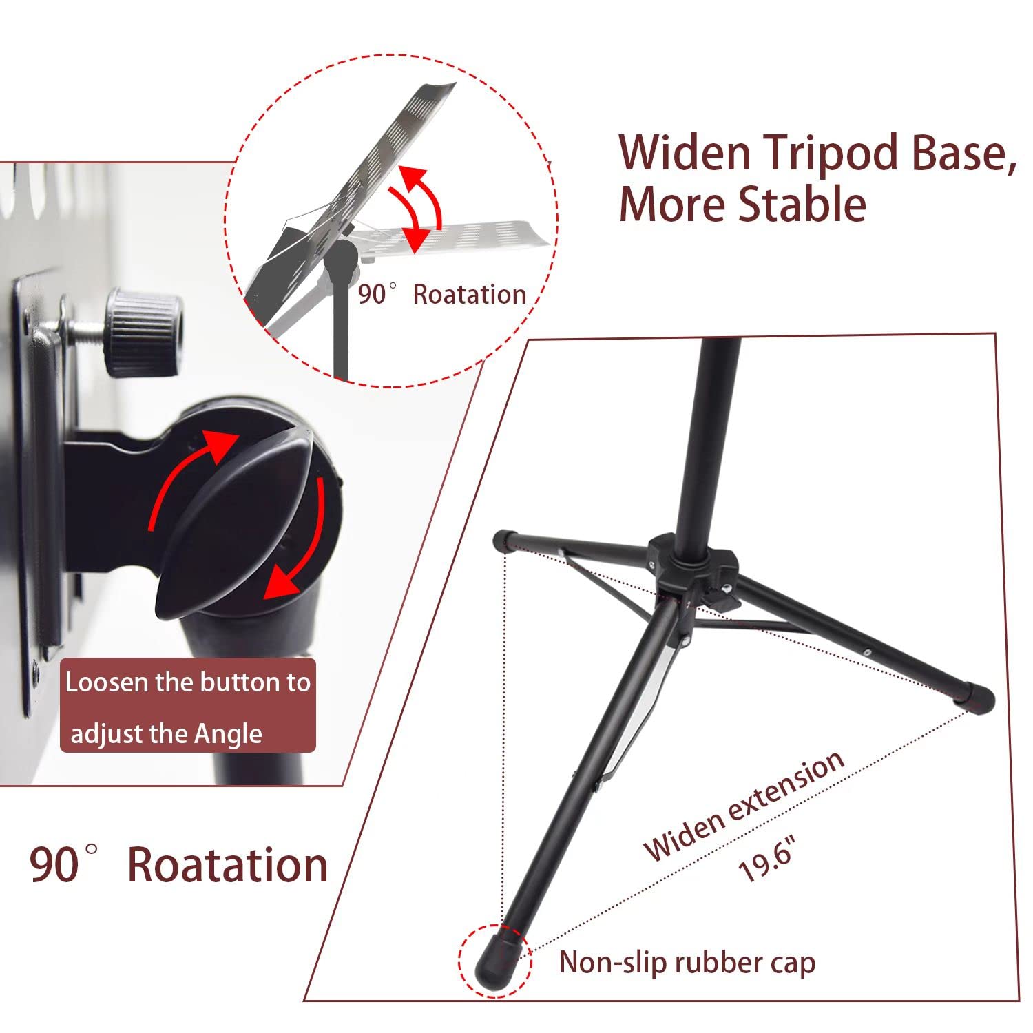 Sheet Music Stand With Light & Phone Holder, 57'' Music Stand For Sheet Music High Stability, Height Adjustable Music Sheet Stan